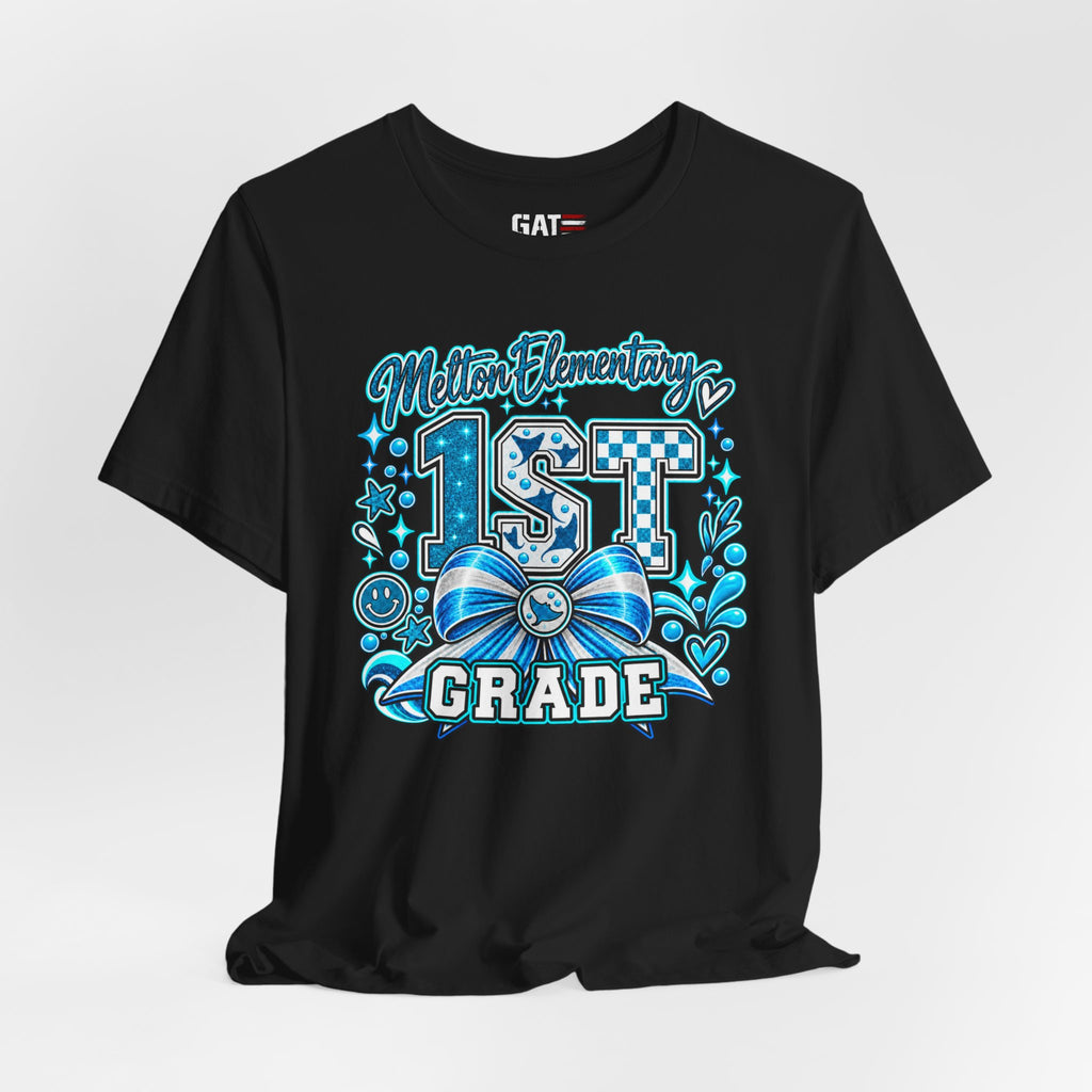 Melton 1st Grade School T‑Shirt — Bow Design