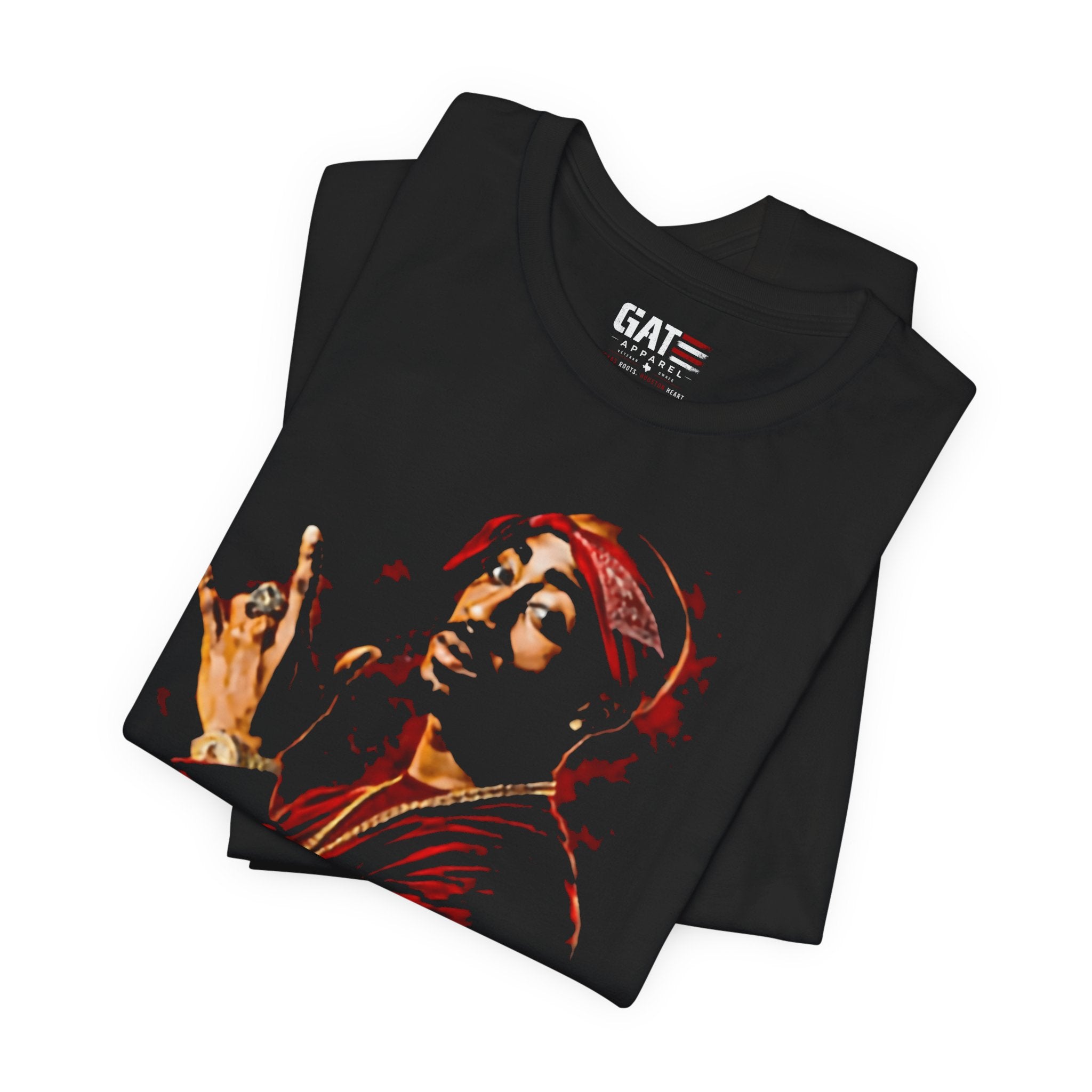 Graphic Tee — Red Bandana Rap Portrait with “California Love” Text