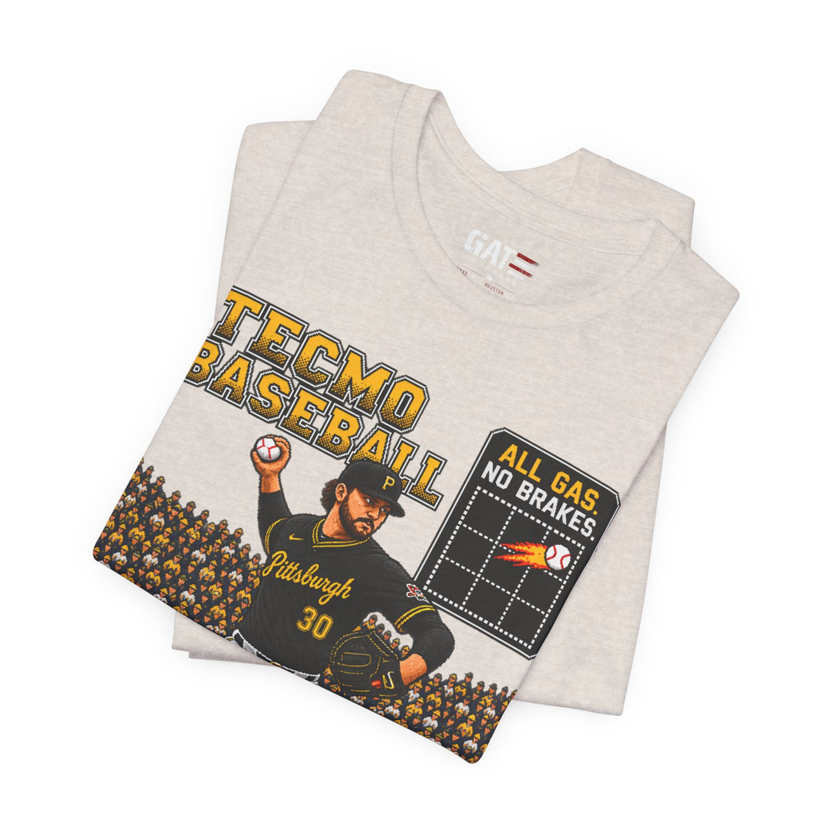 Tecmo Baseball Paul Skenes Tee – "All Gas, No Brakes" Vintage Baseball T-Shirt