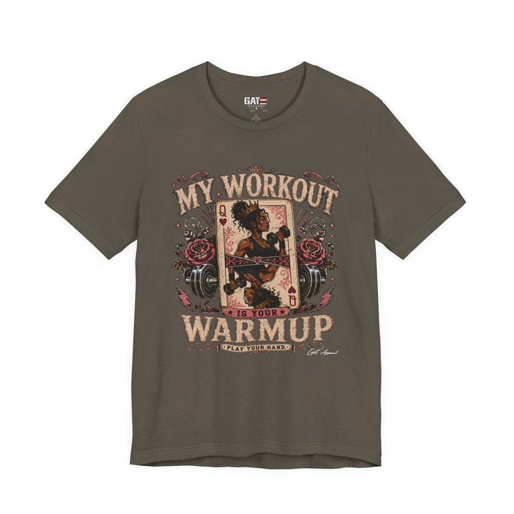 My Workout Is Your Warmup Shirt, Retro Gym Shirt for Women, Queen of Hearts Fitness Tee, Weightlifting Gift