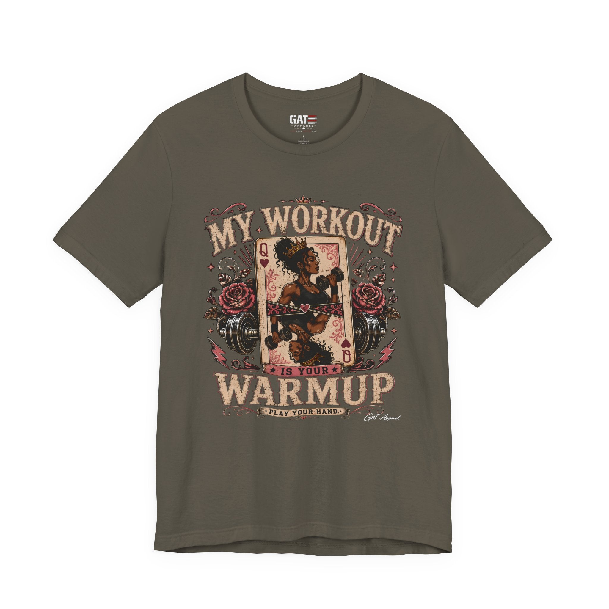 My Workout Is Your Warmup Shirt, Retro Gym Shirt for Women, Queen of Hearts Fitness Tee, Weightlifting Gift