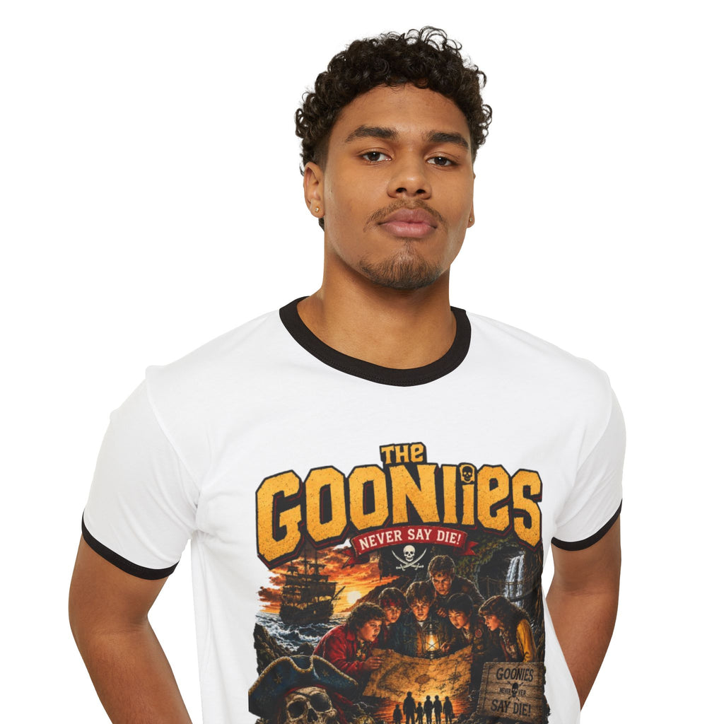 The Goonies Ringer T-Shirt - "Never Say Die" Retro Adventure Tee