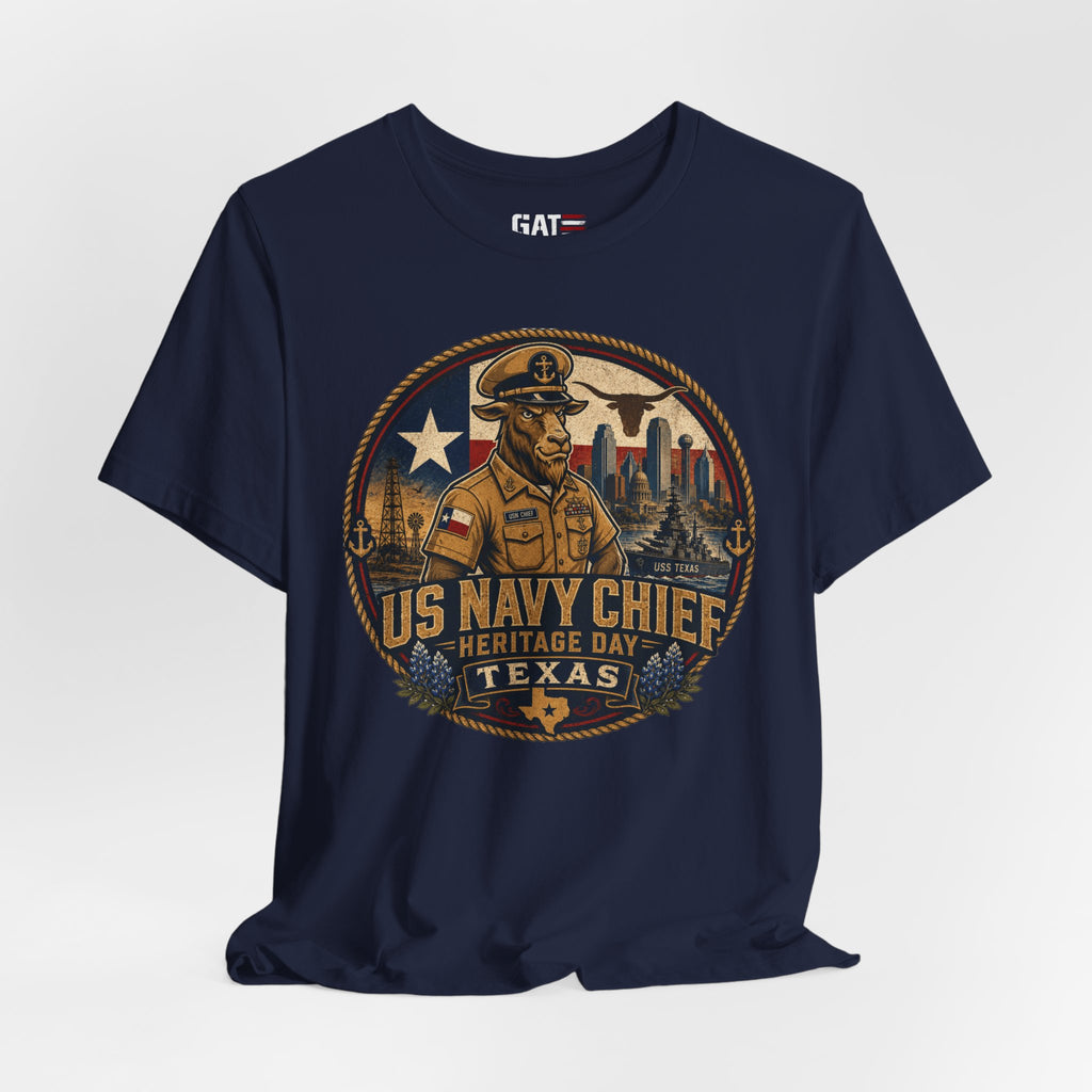 US Navy Chief Heritage Day Texas Shirt, Navy Chief Goat Shirt, Chief Petty Officer Gift, Military Pride Tee, Navy Veteran