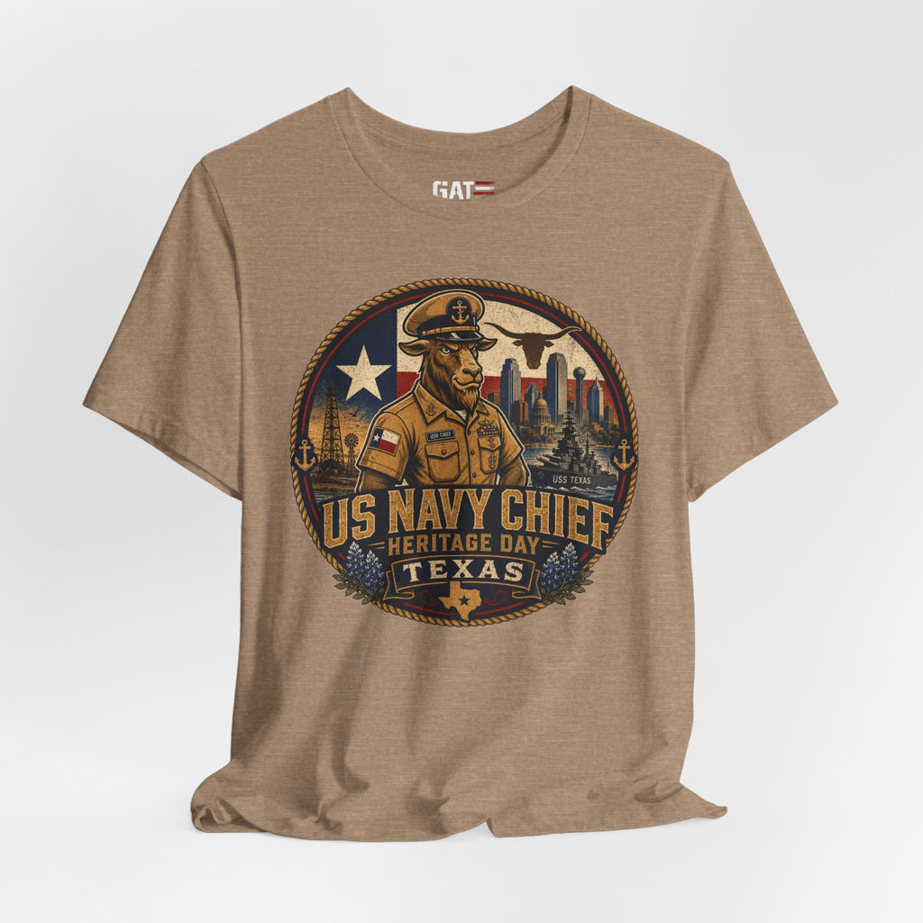 US Navy Chief Heritage Day Texas Shirt, Navy Chief Goat Shirt, Chief Petty Officer Gift, Military Pride Tee, Navy Veteran