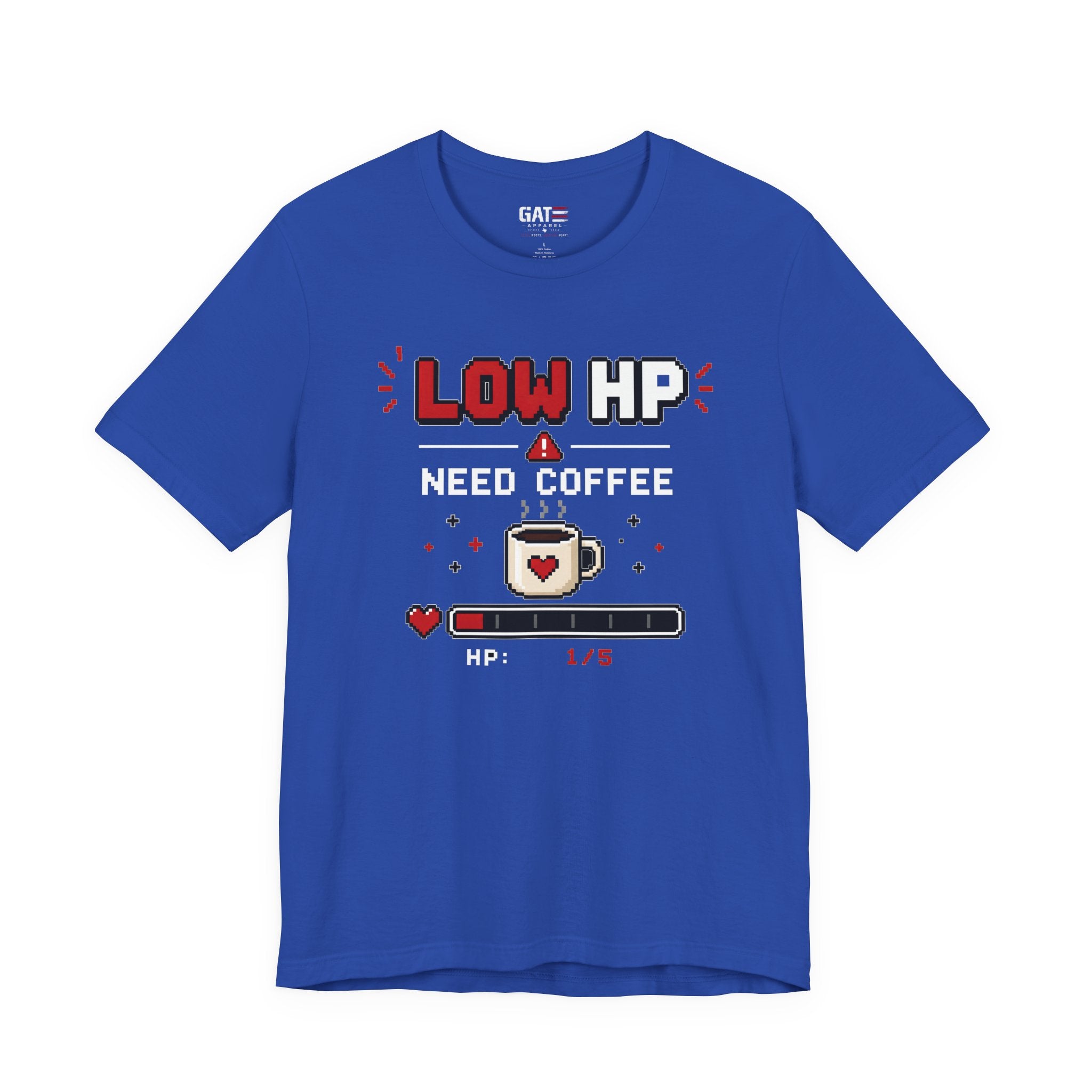 Funny Coffee Lover Shirt, Gamer Coffee Tee, Retro Pixel Art Shirt, Caffeine Addict Gift, Gaming T-Shirt