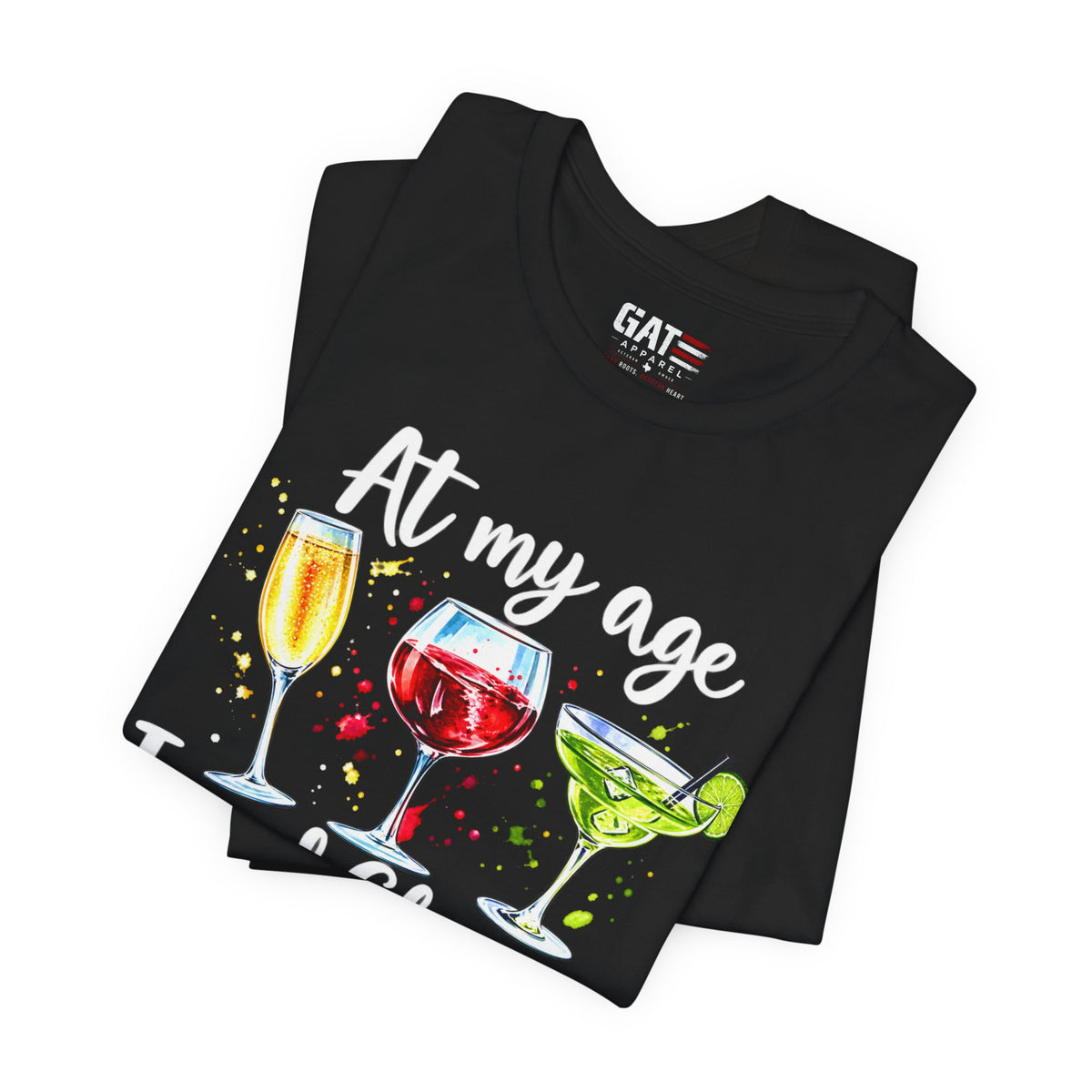 At My Age I Need Glasses humorous cocktail glasses graphic T-shirt - product image 17