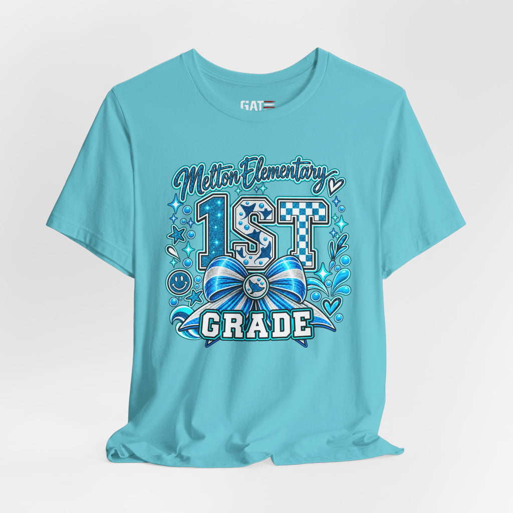 Melton 1st Grade School T‑Shirt — Bow Design