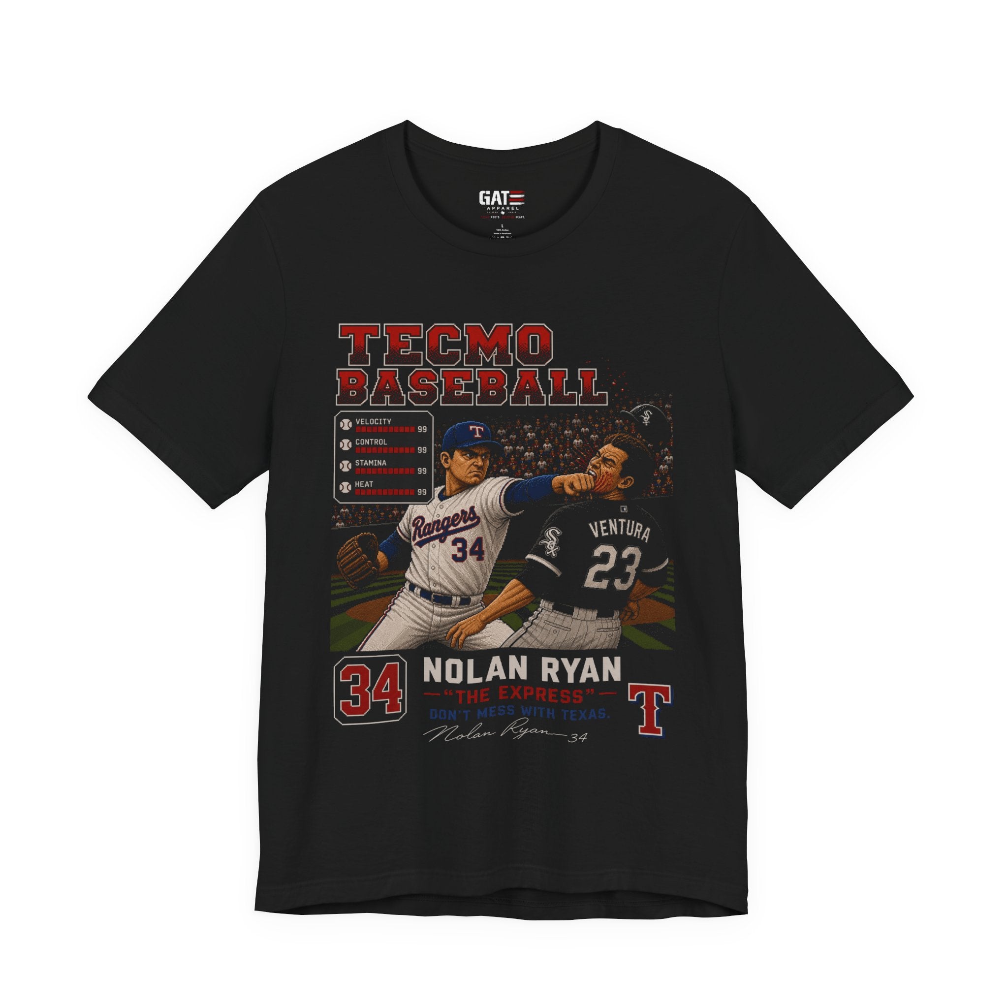 Tecmo Baseball Nolan Ryan Tee | Vintage Video Game Style Baseball Shirt