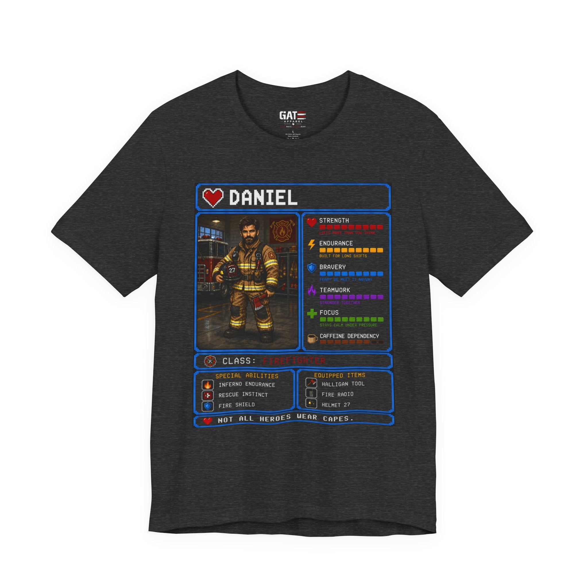 Custom Firefighter RPG Character Shirt | Personalized Firefighter Gift
