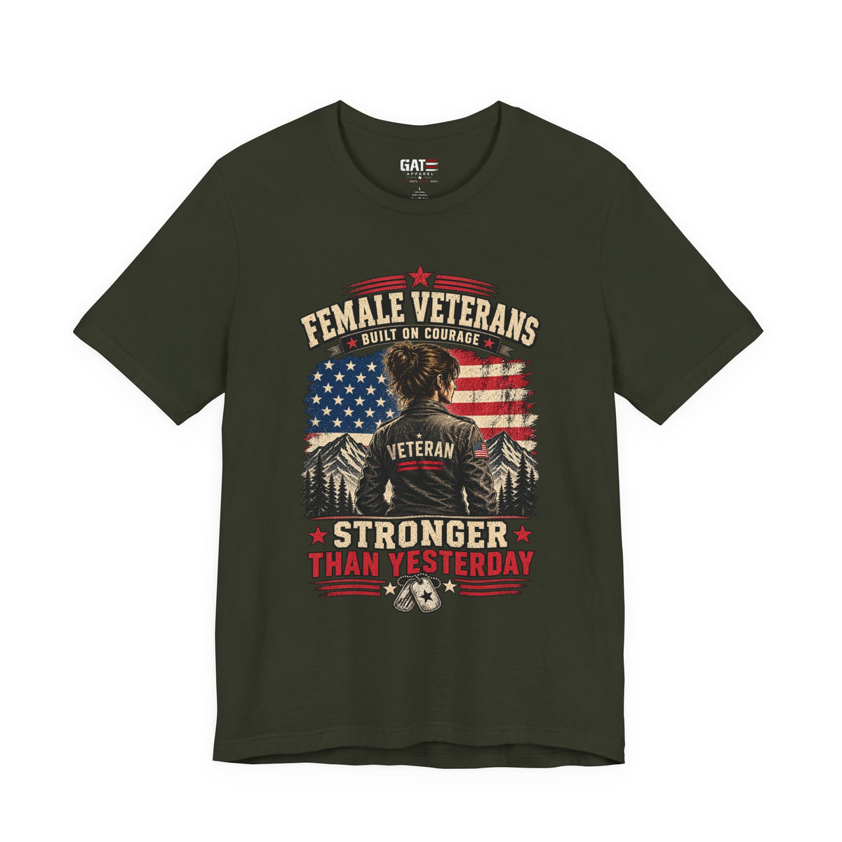 Built on Courage Female Veteran Shirt | Patriotic Tee