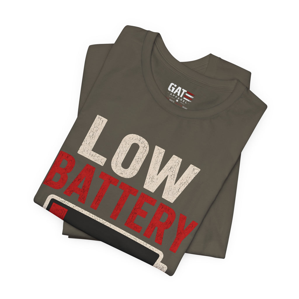 Low Battery Dad of 2 Kids Shirt, Funny Tired Dad Tee, Father of Four Gift, Parenting Humor Shirt, Exhausted Dad Graphic Tee