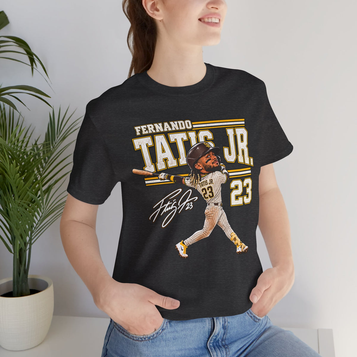 Fernando Tatis Jr. #23 Baseball Tee — Signed Cartoon Batter Design