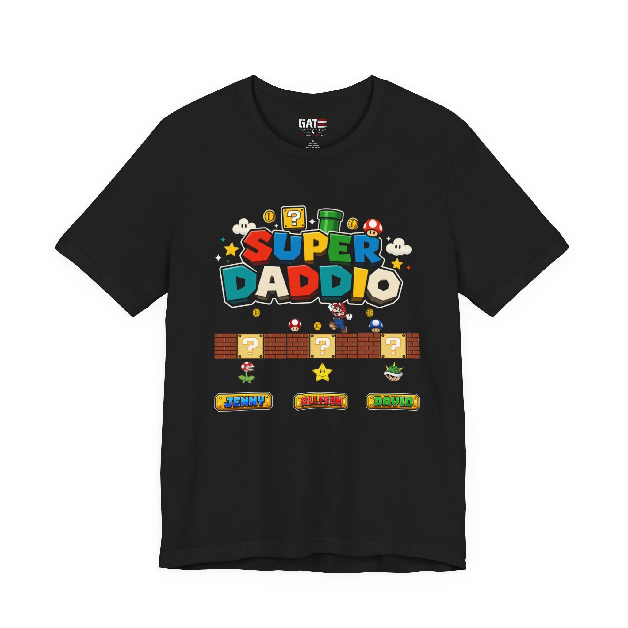 Super Daddio Shirt, Custom Kids Names Shirt, Dad Father's Day Gift, Personalized Dad Shirt, Gamer Dad Tee, Family Matching Shirt, Dad Gift