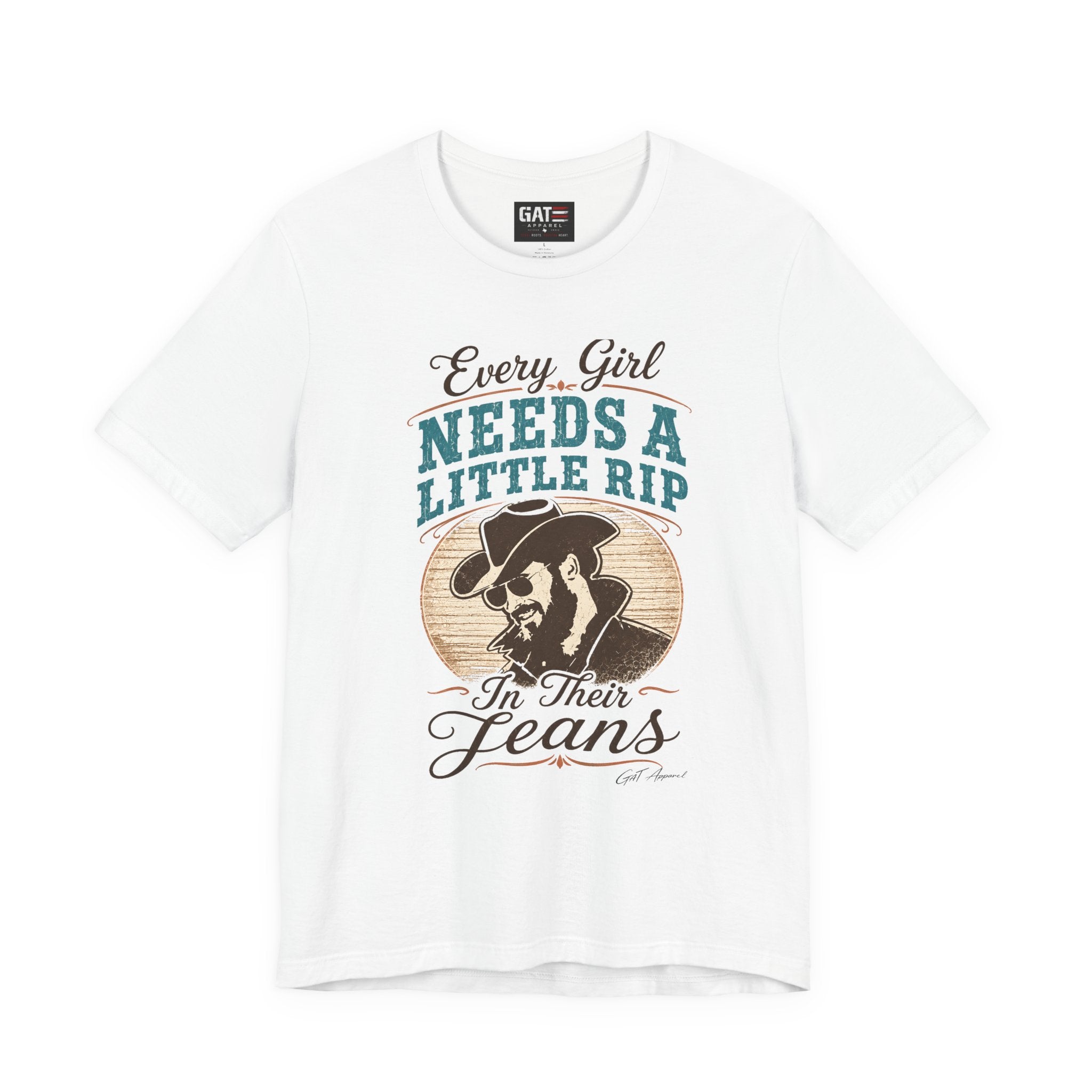 Every Girl Needs A Little Rip In Their Jeans Blue Text Shirt |Dutton Ranch | Yellowstone Inspired Shirt