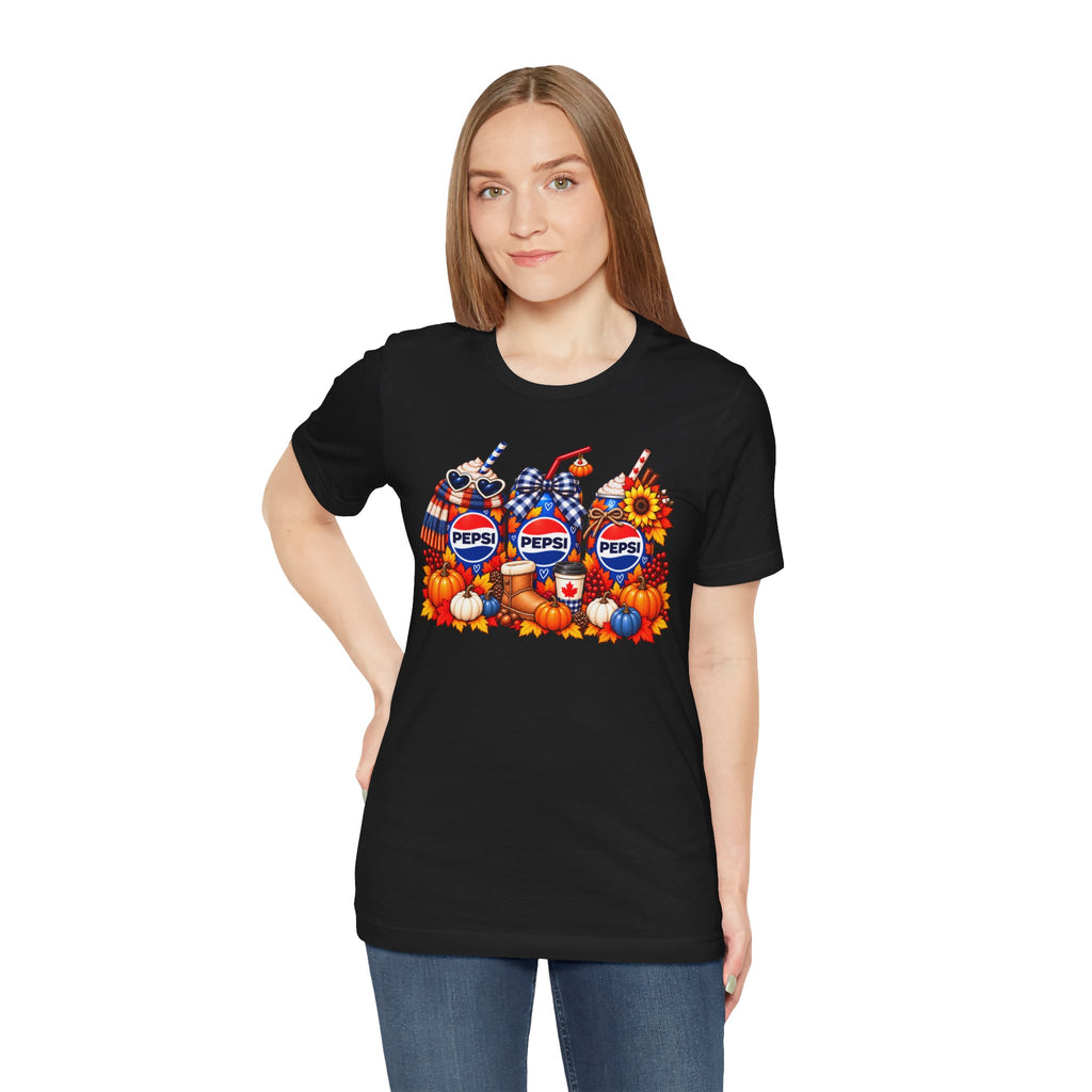 Pepsi Pumpkin Fall T‑Shirt — Autumn Pumpkin & Sunflower Soda Design