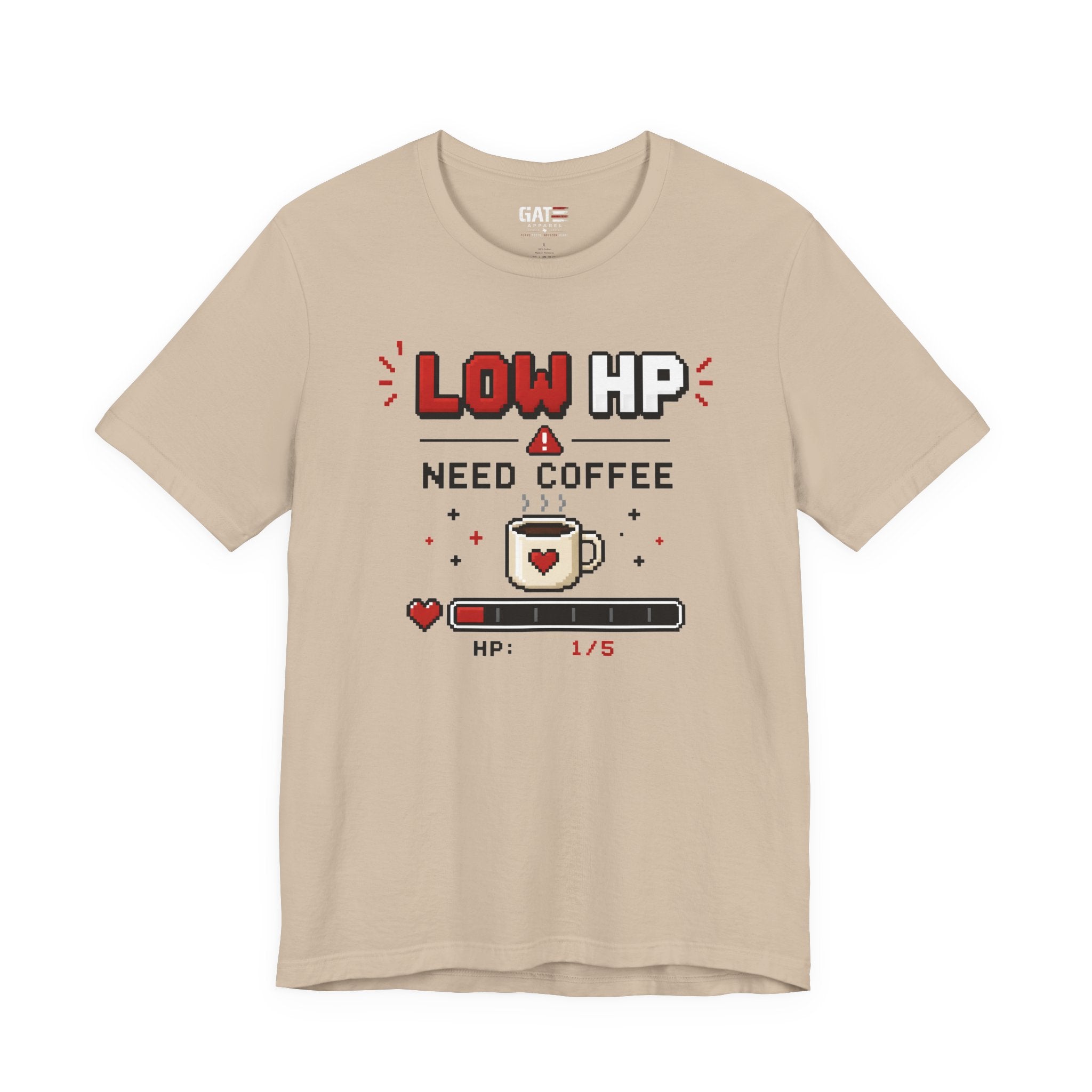 Funny Coffee Lover Shirt, Gamer Coffee Tee, Retro Pixel Art Shirt, Caffeine Addict Gift, Gaming T-Shirt
