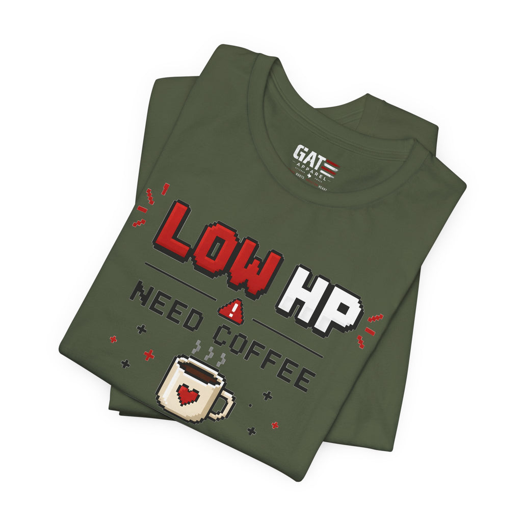 Funny Coffee Lover Shirt, Gamer Coffee Tee, Retro Pixel Art Shirt, Caffeine Addict Gift, Gaming T-Shirt