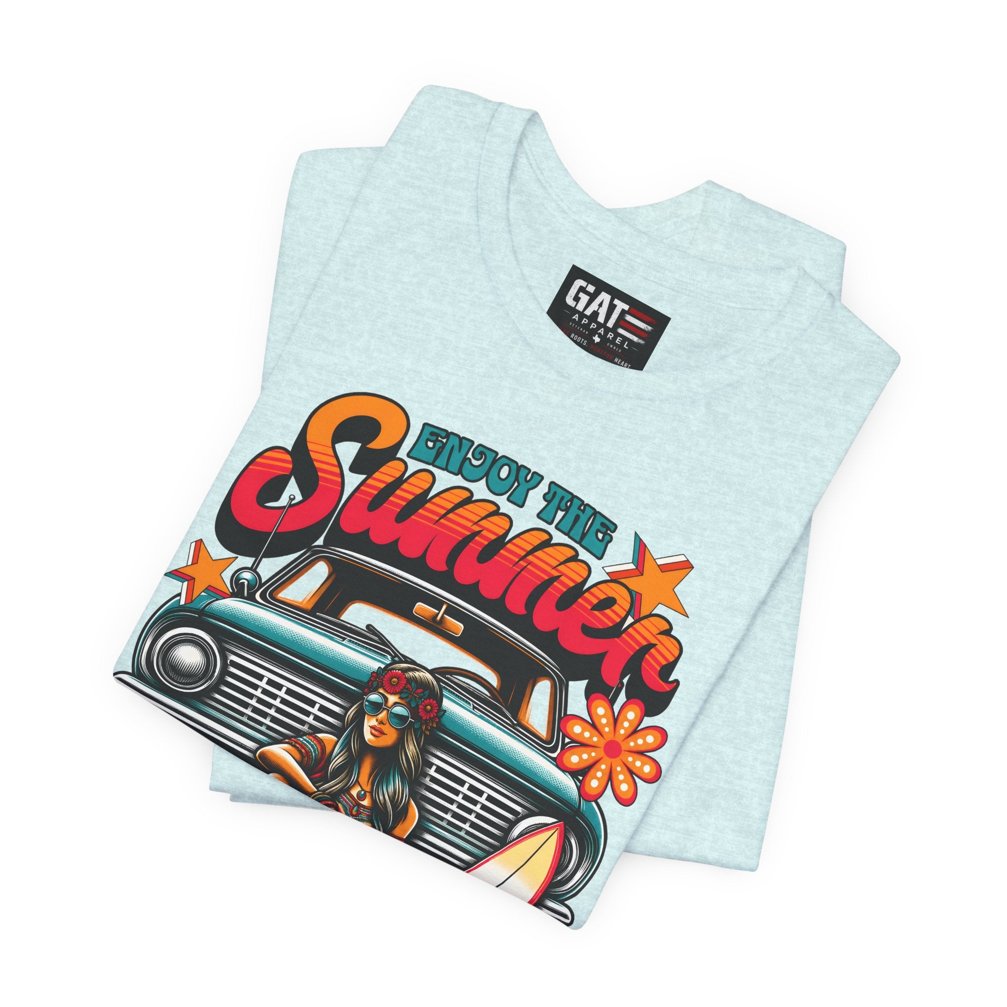 Enjoy The Summer Shirt, Retro Beach Tee, Vintage Surf Shirt, Hippie Summer T Shirt, Boho Vacation Shirt, Groovy Summer Graphic Tee