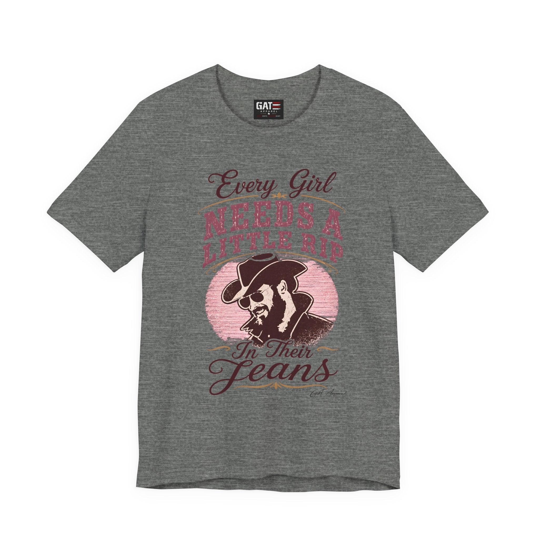 Every Girl Needs A Little Rip In Their Jeans Pink Text Shirt | Dutton Ranch| Yellowstone Inspire Shirt