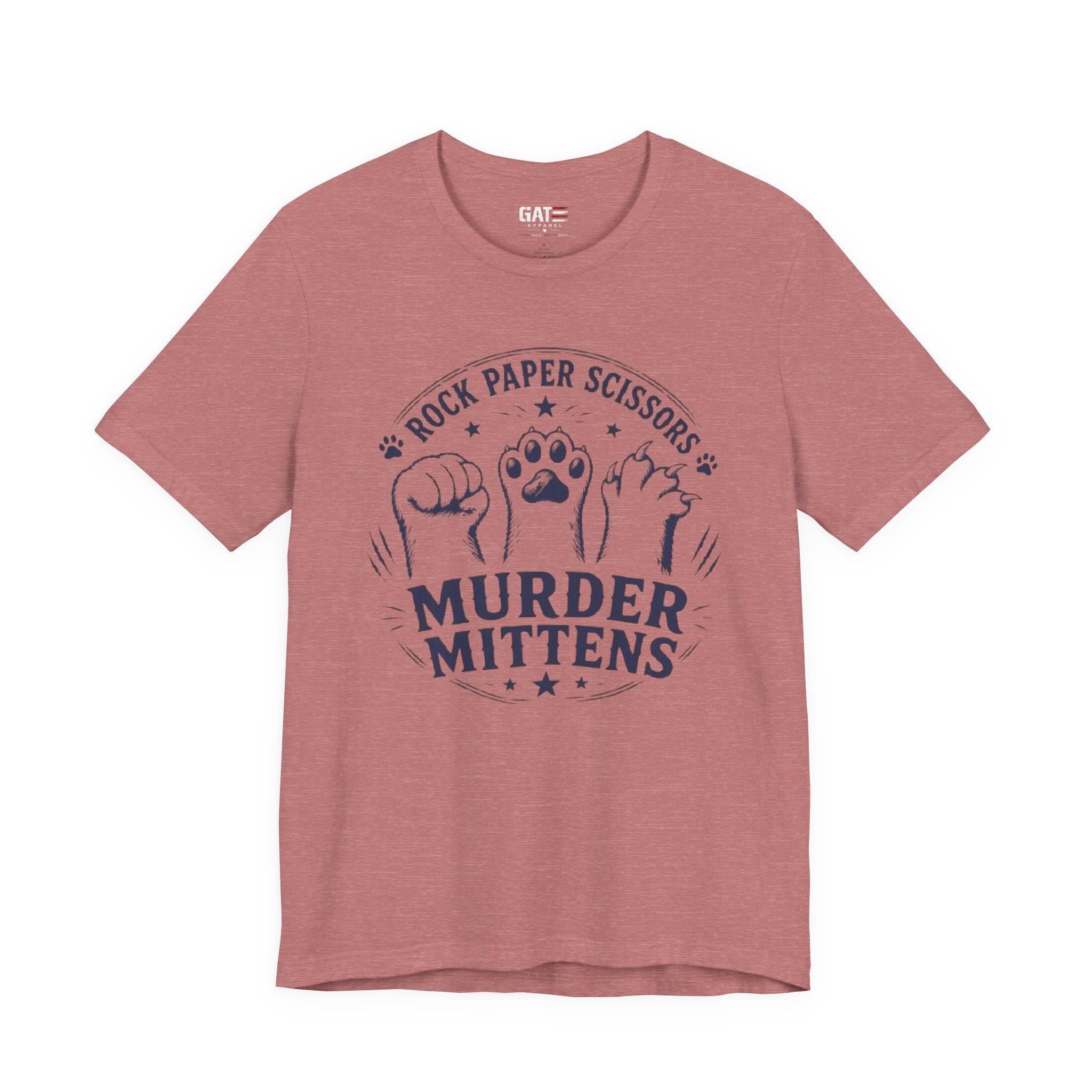 Rock Paper Scissors Murder Mittens Shirt, Funny Cat Lover Tee, Cat Paw Graphic T-Shirt, Cute Cat Mom Gift, Murder Mittens