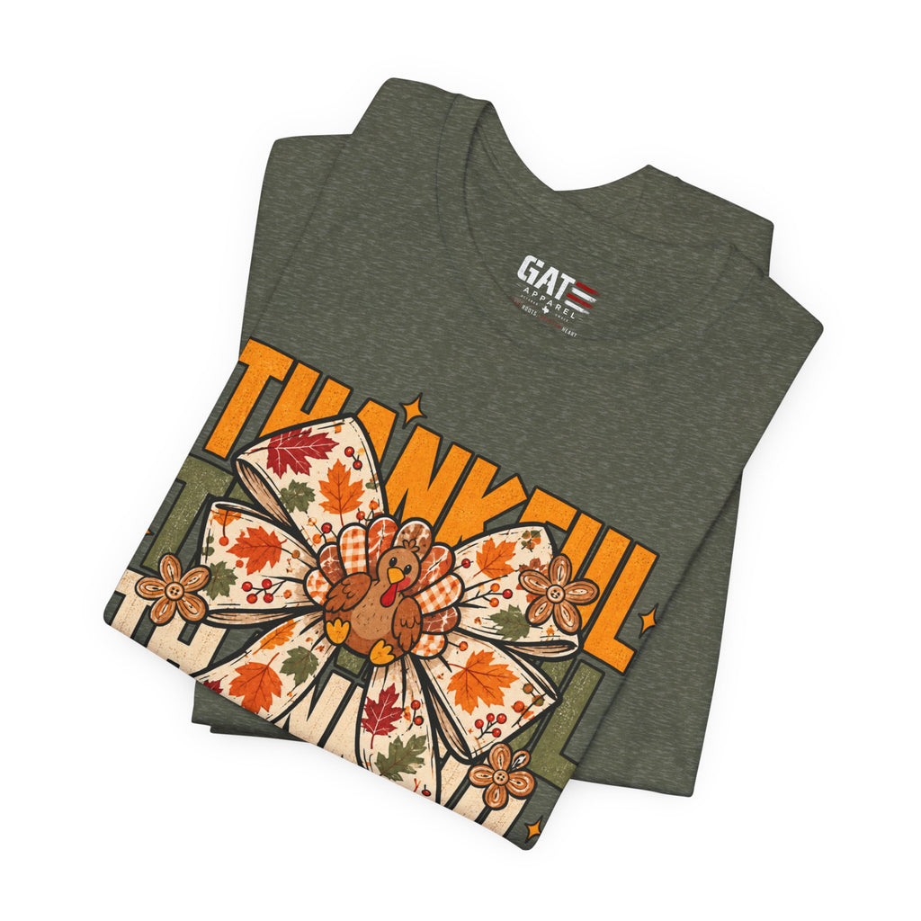 Thankful Bow Tee — Retro Fall Thanksgiving Graphic T-Shirt