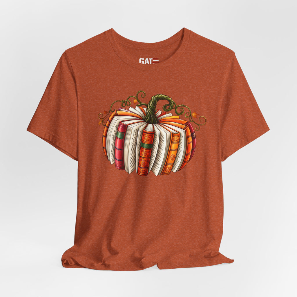 Fall Book Lover Shirt – Pumpkin Books Graphic Tee – product photo