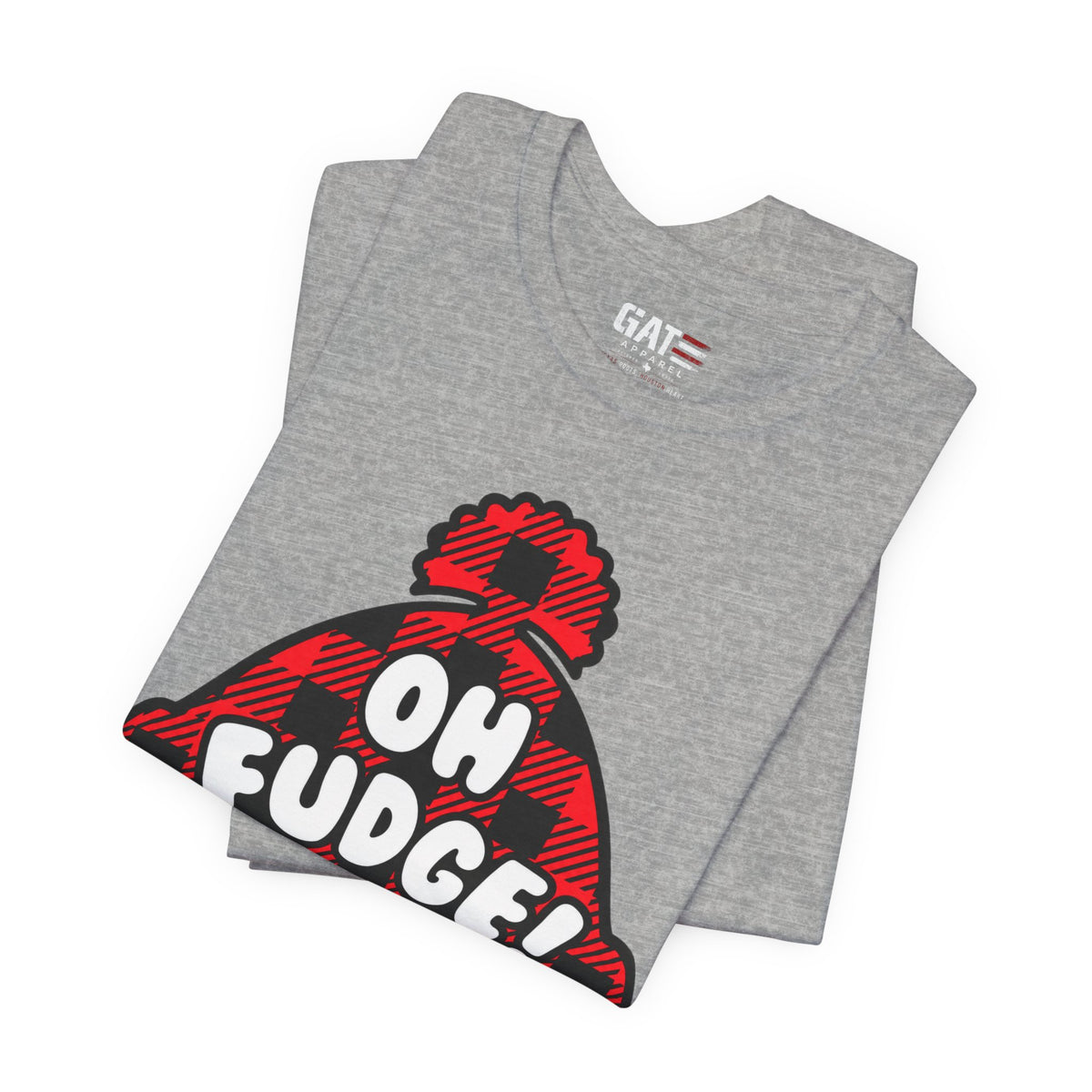 Oh Fudge! Plaid Beanie Graphic Tee — Funny Holiday Winter Shirt