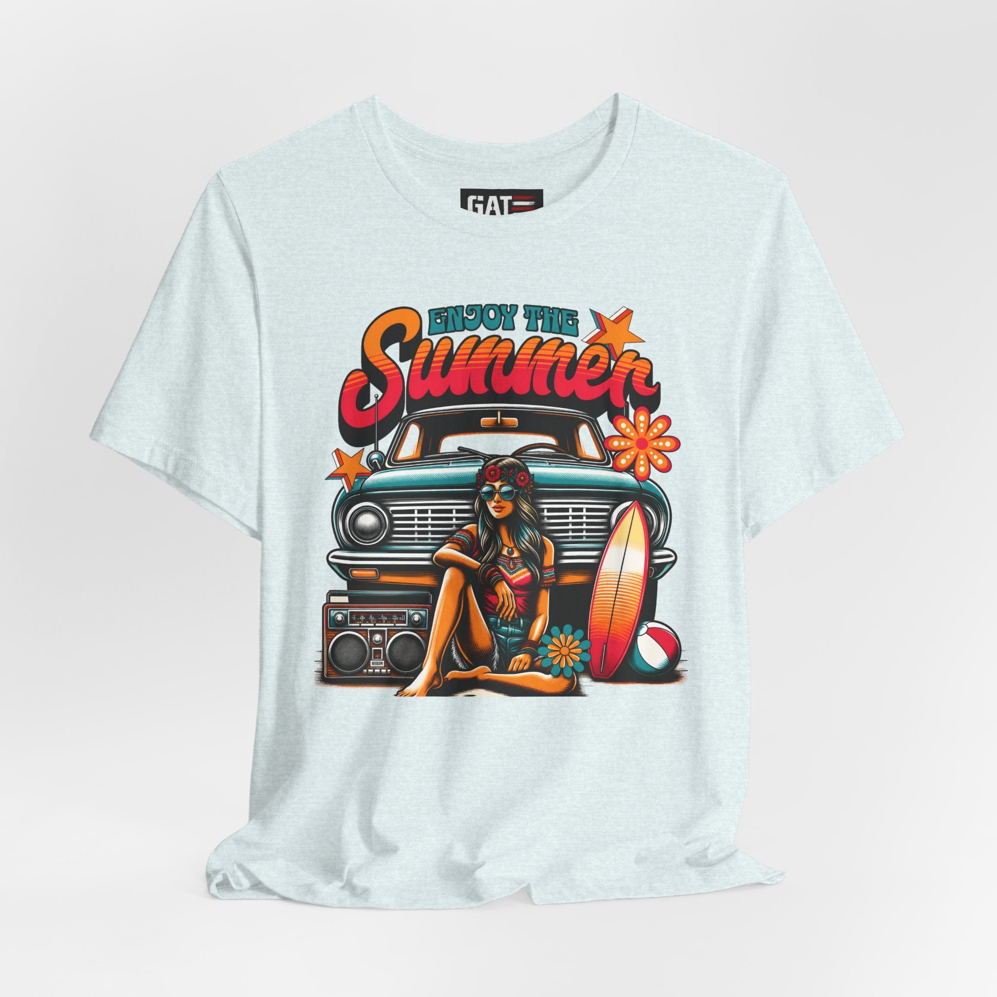 Enjoy The Summer Shirt, Retro Beach Tee, Vintage Surf Shirt, Hippie Summer T Shirt, Boho Vacation Shirt, Groovy Summer Graphic Tee