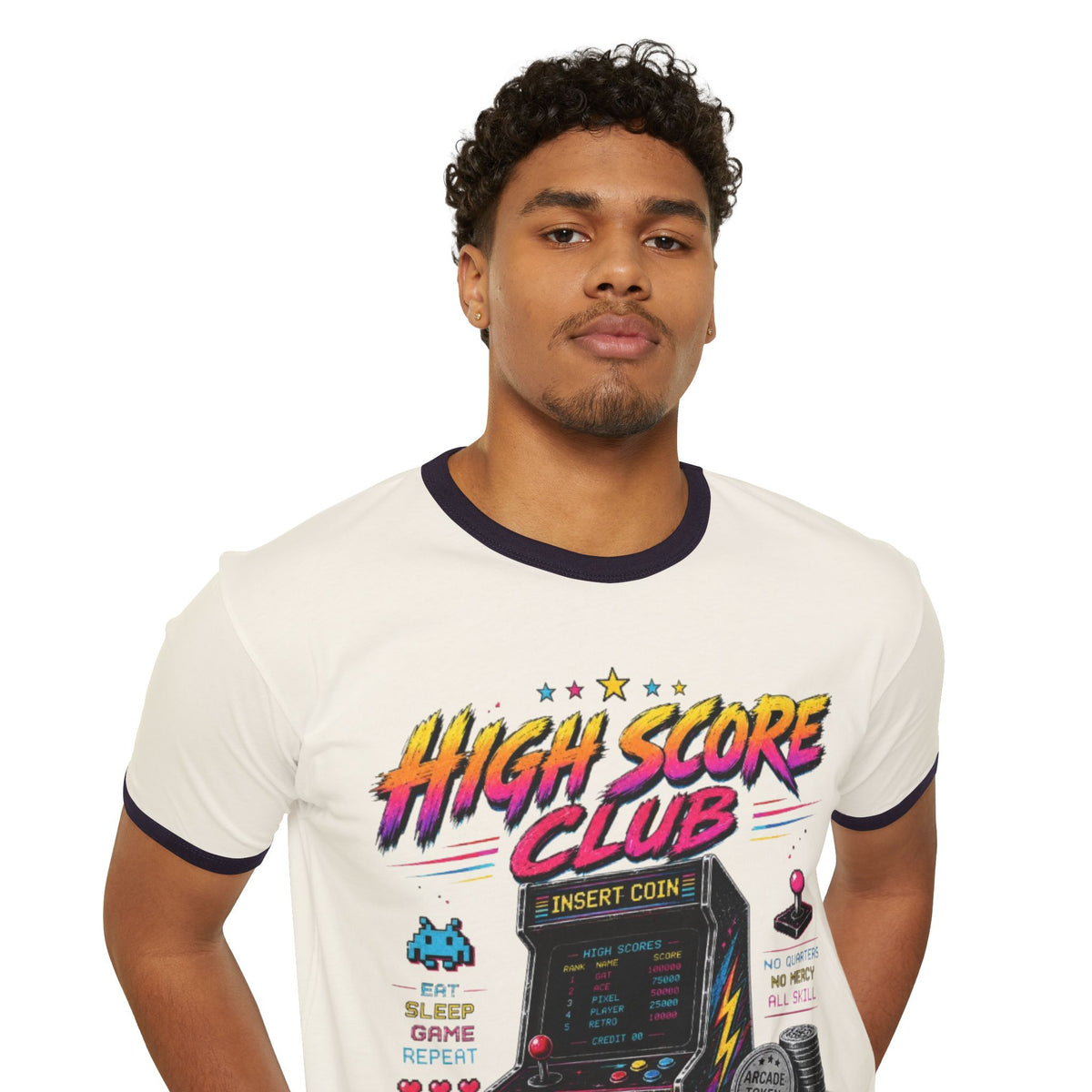 High Score Club Ringer Shirt | Vintage Arcade Gaming Tee