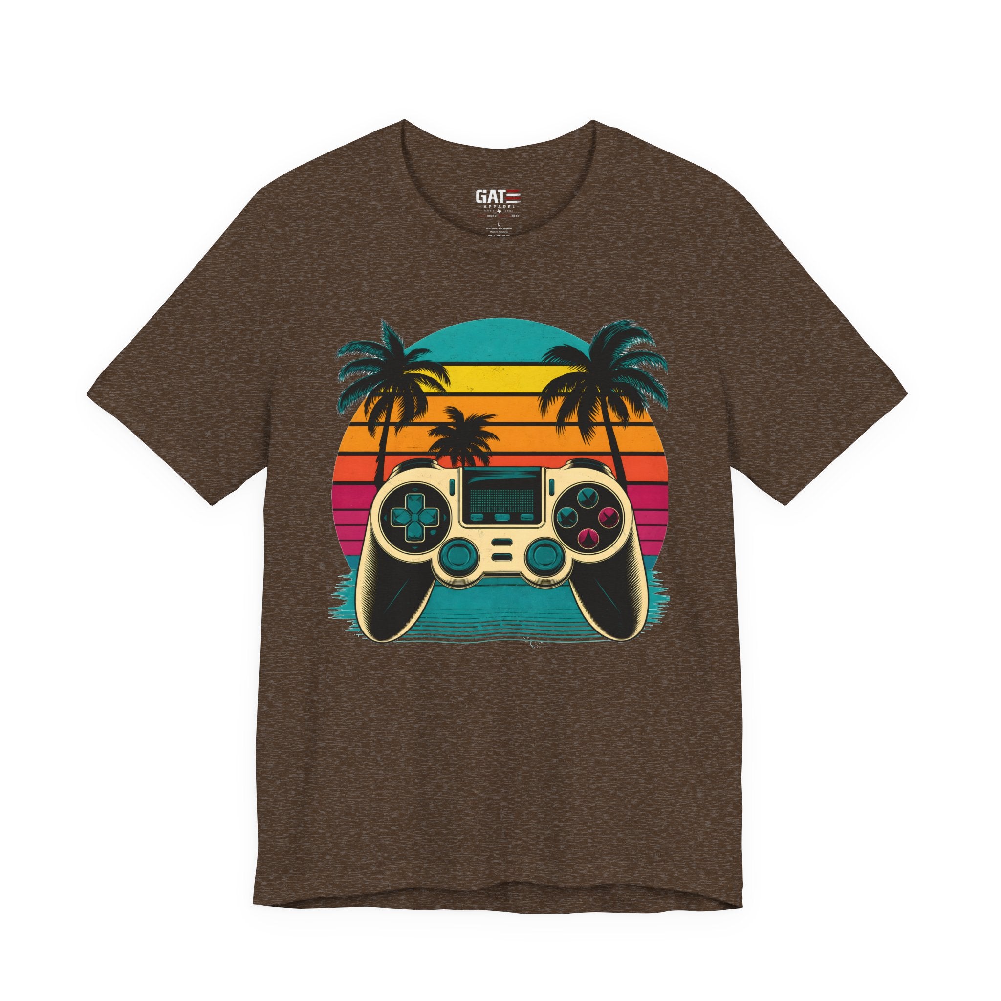 Retro Gaming Shirt, Gamer Sunset Tee, Video Game Controller Shirt, 80s Retro Gamer Gift, Beach Gaming T Shirt