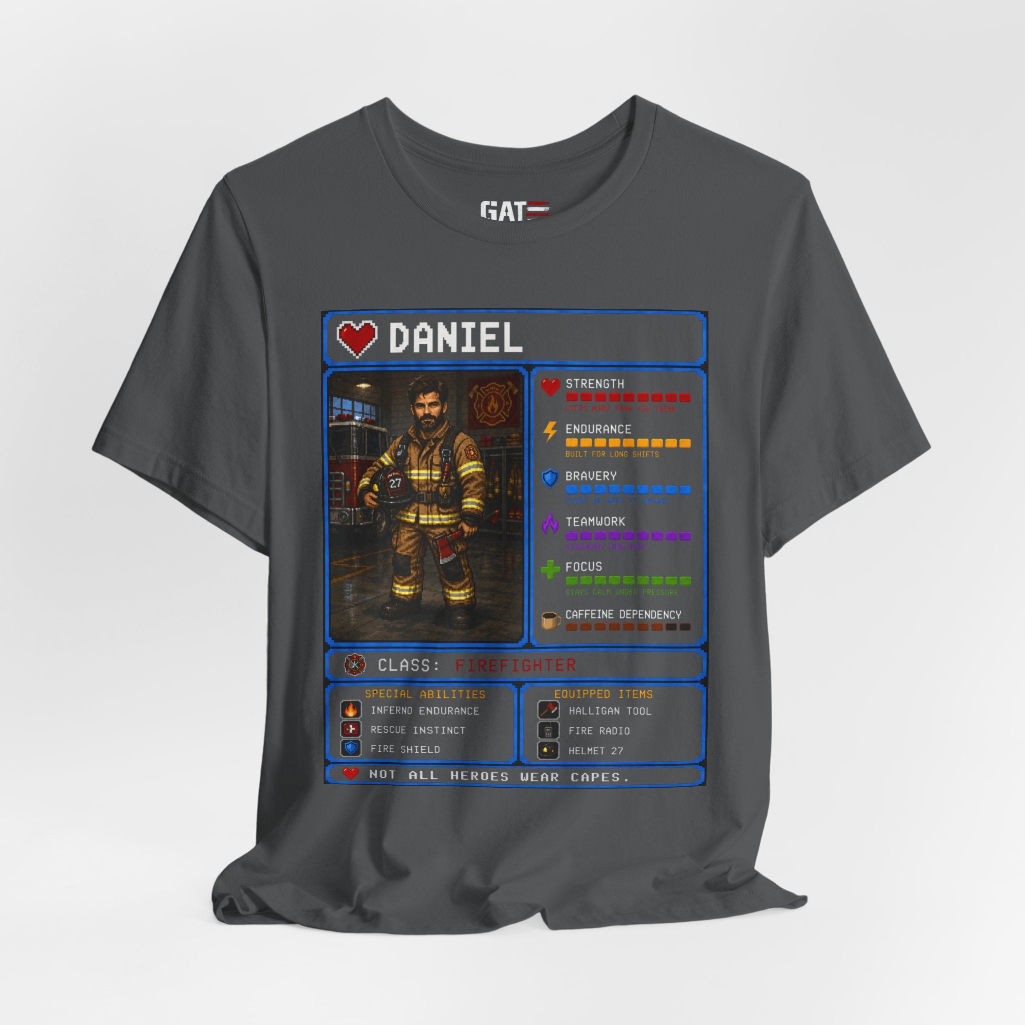 Custom Firefighter RPG Character Shirt | Personalized Firefighter Gift