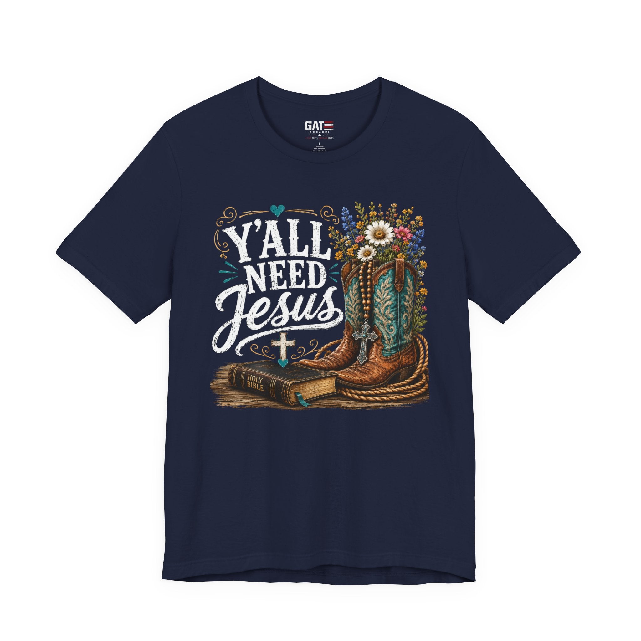 Y'all Need Jesus Shirt, Christian Western Shirt, Cowgirl Faith Tee, Cowboy Boots Floral Shirt, Country Christian Gift for Women