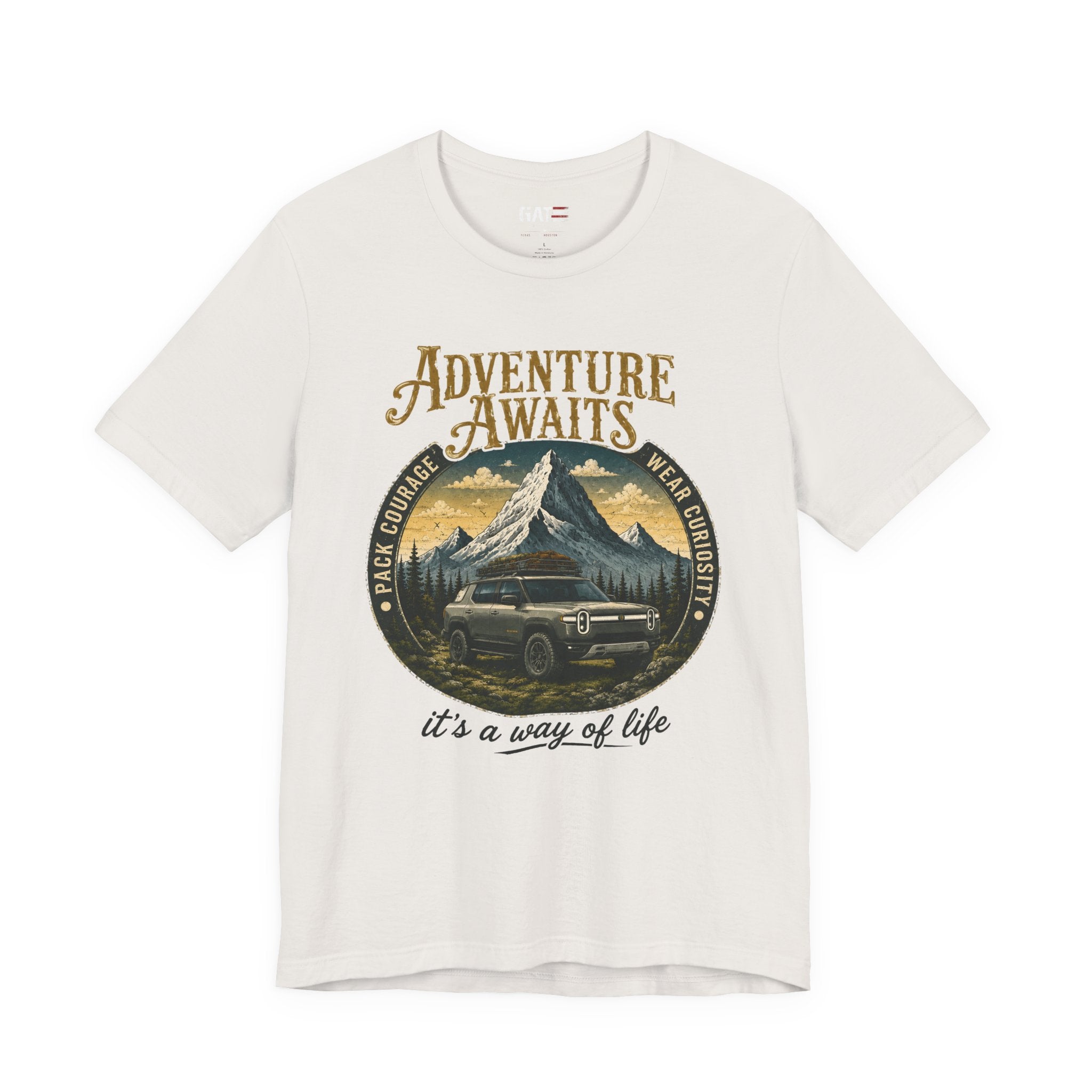 Adventure Awaits Shirt, Rivian Camping, Mountain Adventure Tee, Overlanding Shirt, Off Road SUV Graphic Tee, Outdoor, Nature Lover Shirt
