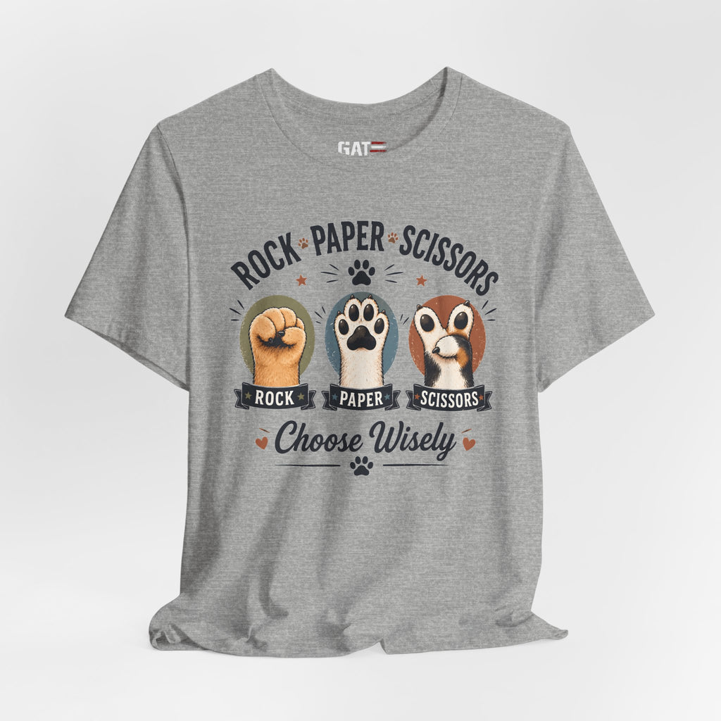 Rock Paper Scissors Cat Shirt, Funny Cat Lover Tee, Cat Paw Graphic Shirt, Cute Pet Mom Gift, Choose Wisely Cat Tee, Cat Dad Shirt