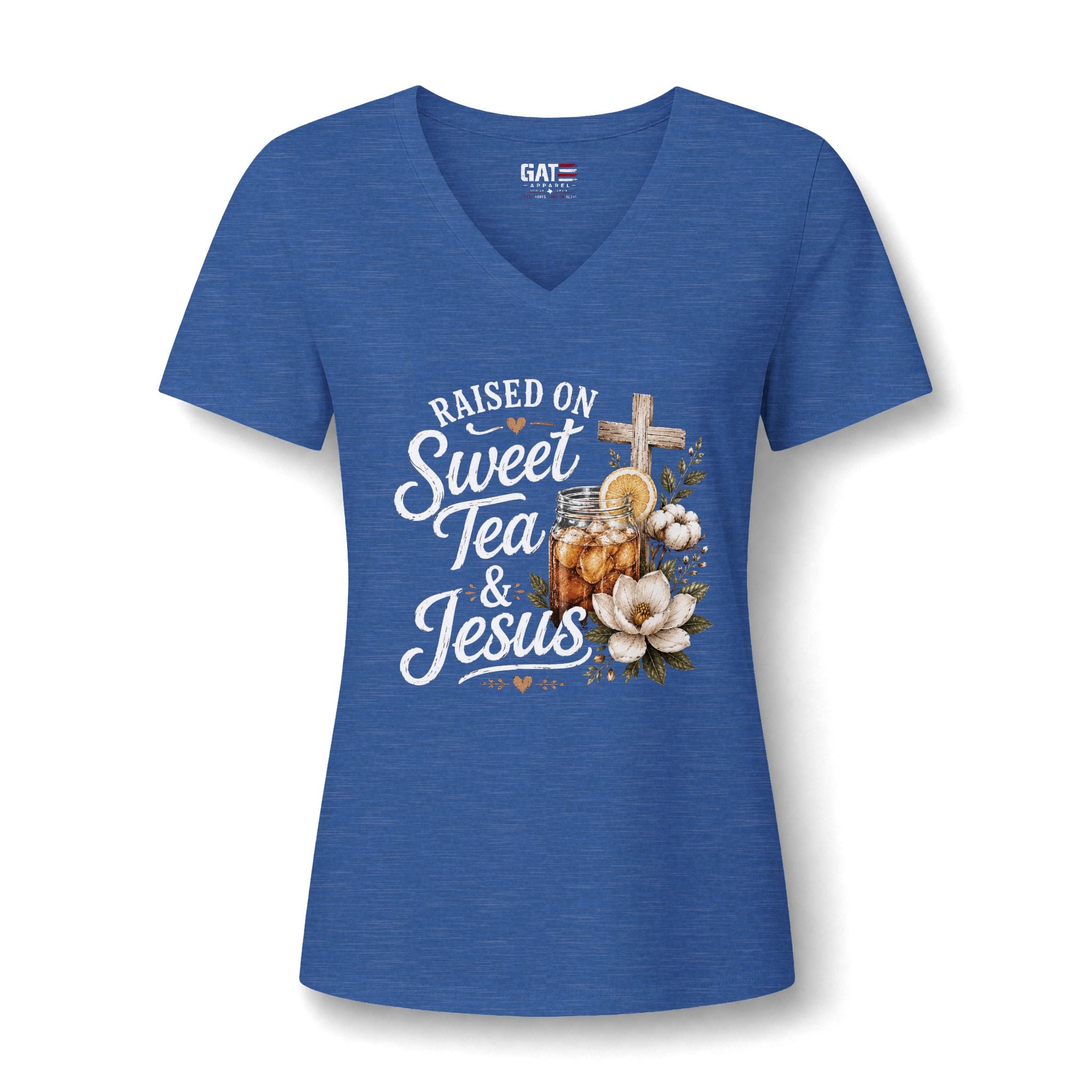 Raised on Sweet Tea & Jesus V-Neck Tee