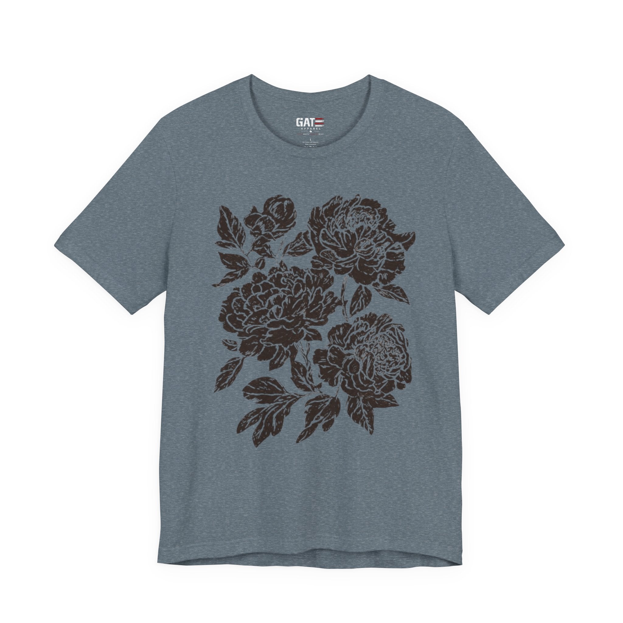 Floral Peony Tee — Vintage Black Rose Bouquet Graphic T-Shirt