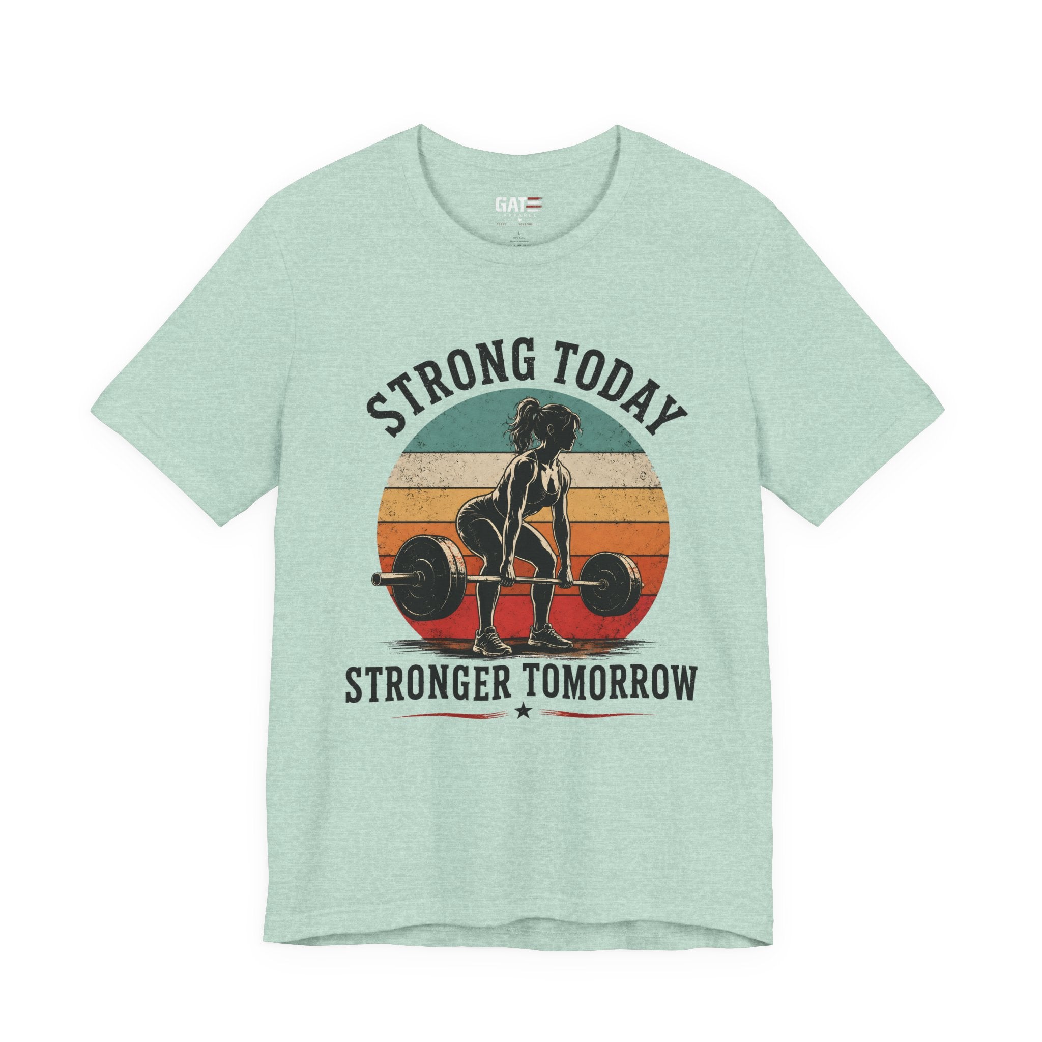 Strong Today Stronger Tomorrow Shirt, Women's Gym Shirt, Retro Weightlifting Tee, Fitness Gift for Women
