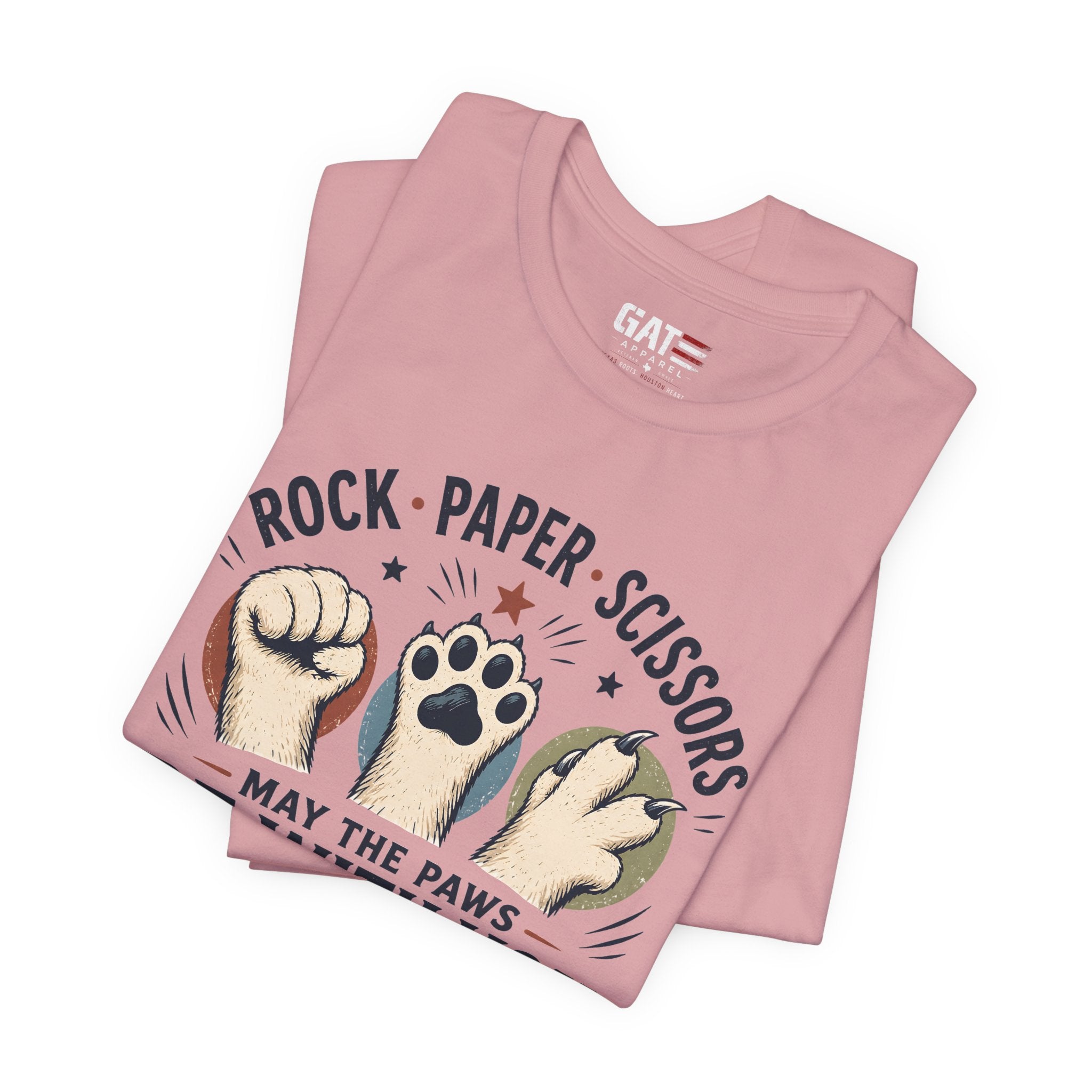 Rock Paper Scissors Cat Shirt, May The Paws Be With You Tee, Funny Cat Lover Gift, Cute Pet Paw Graphic Tee, Cat Mom Dad Shirt