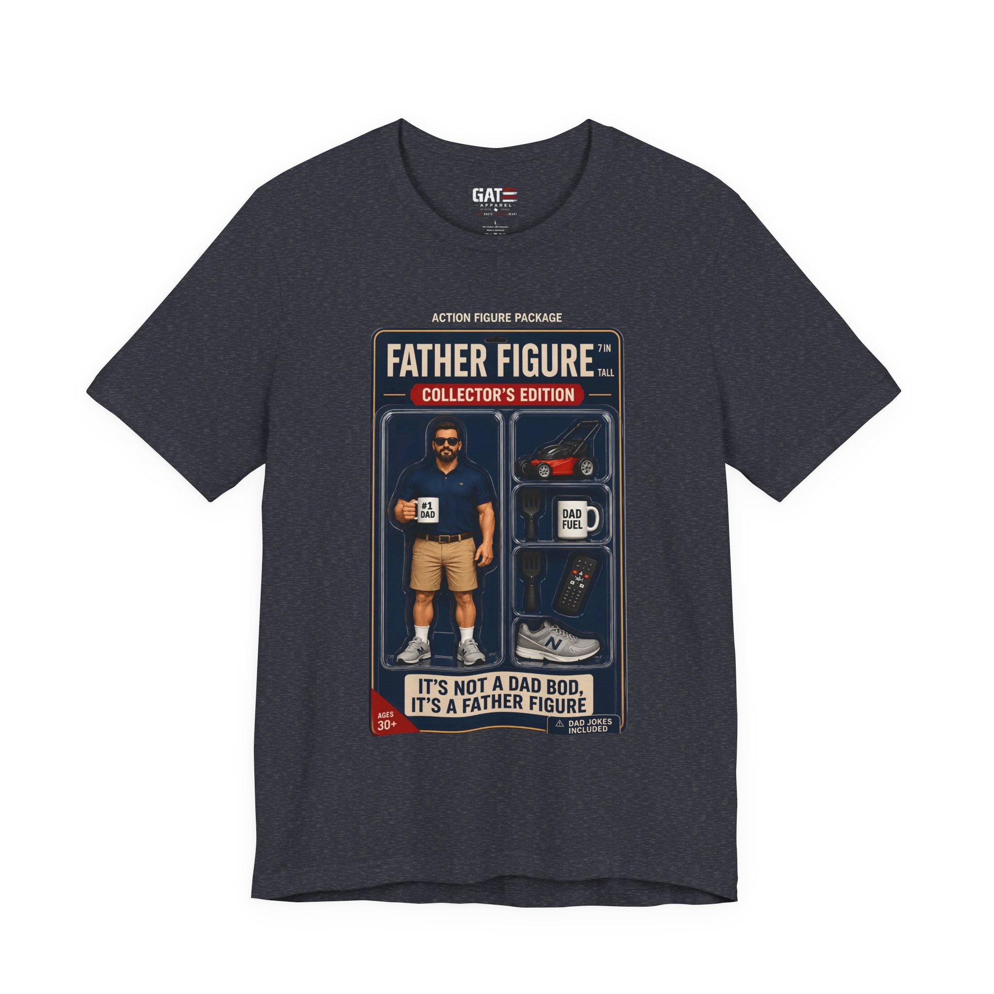 Father Figure Action Figure Shirt | Funny Dad Bod Tee | Collector's Edition Dad Shirt | Father's Day Gift for Dad | Dad Jokes Included