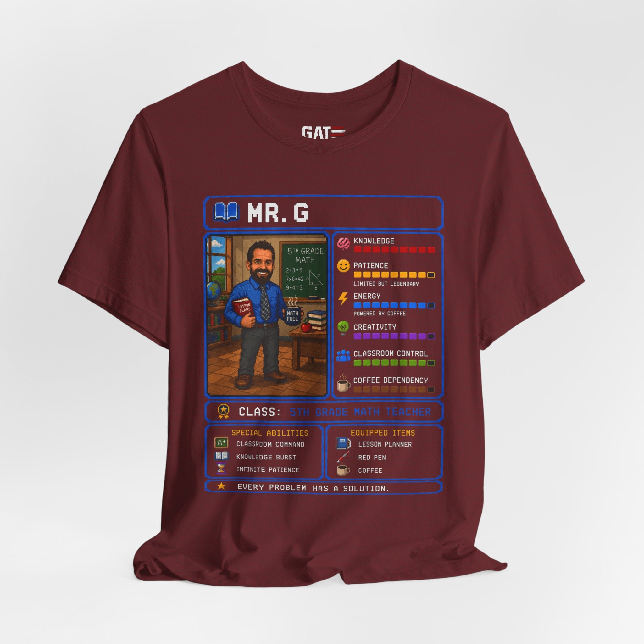 Custom Math Teacher RPG Character Shirt | Personalized Teacher Gift