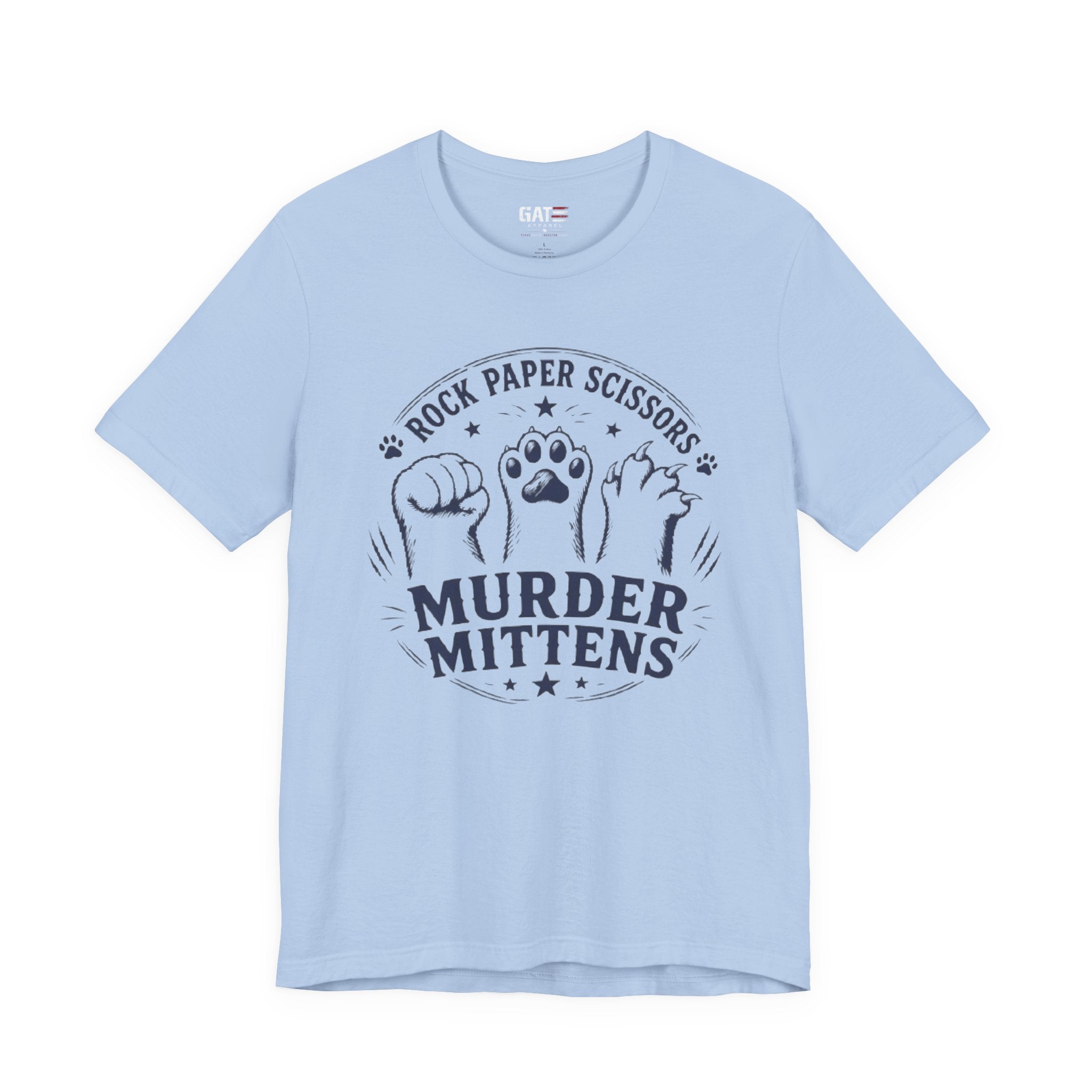 Rock Paper Scissors Murder Mittens Shirt, Funny Cat Lover Tee, Cat Paw Graphic T-Shirt, Cute Cat Mom Gift, Murder Mittens
