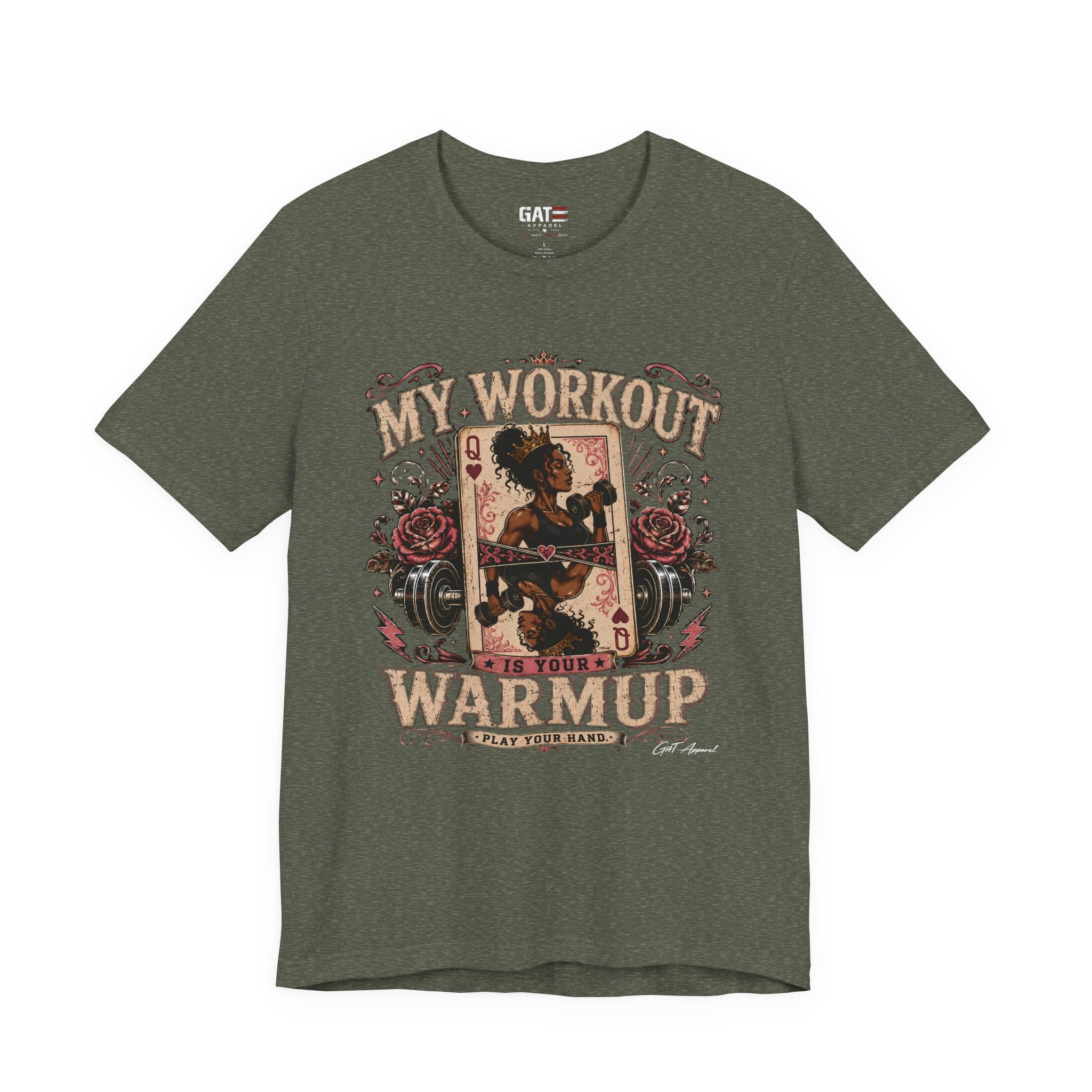 My Workout Is Your Warmup Shirt, Retro Gym Shirt for Women, Queen of Hearts Fitness Tee, Weightlifting Gift