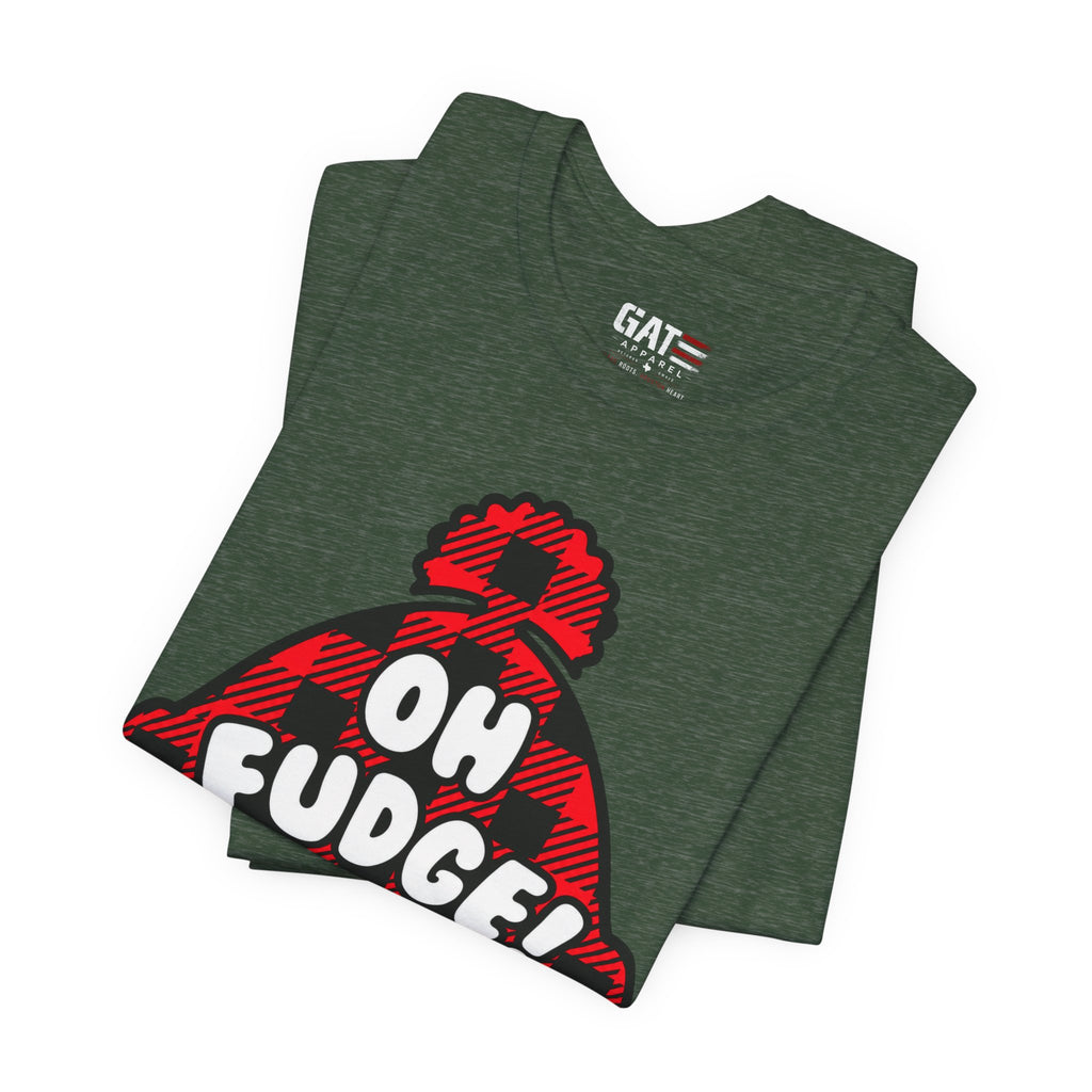 Oh Fudge! Plaid Beanie Graphic Tee — Funny Holiday Winter Shirt