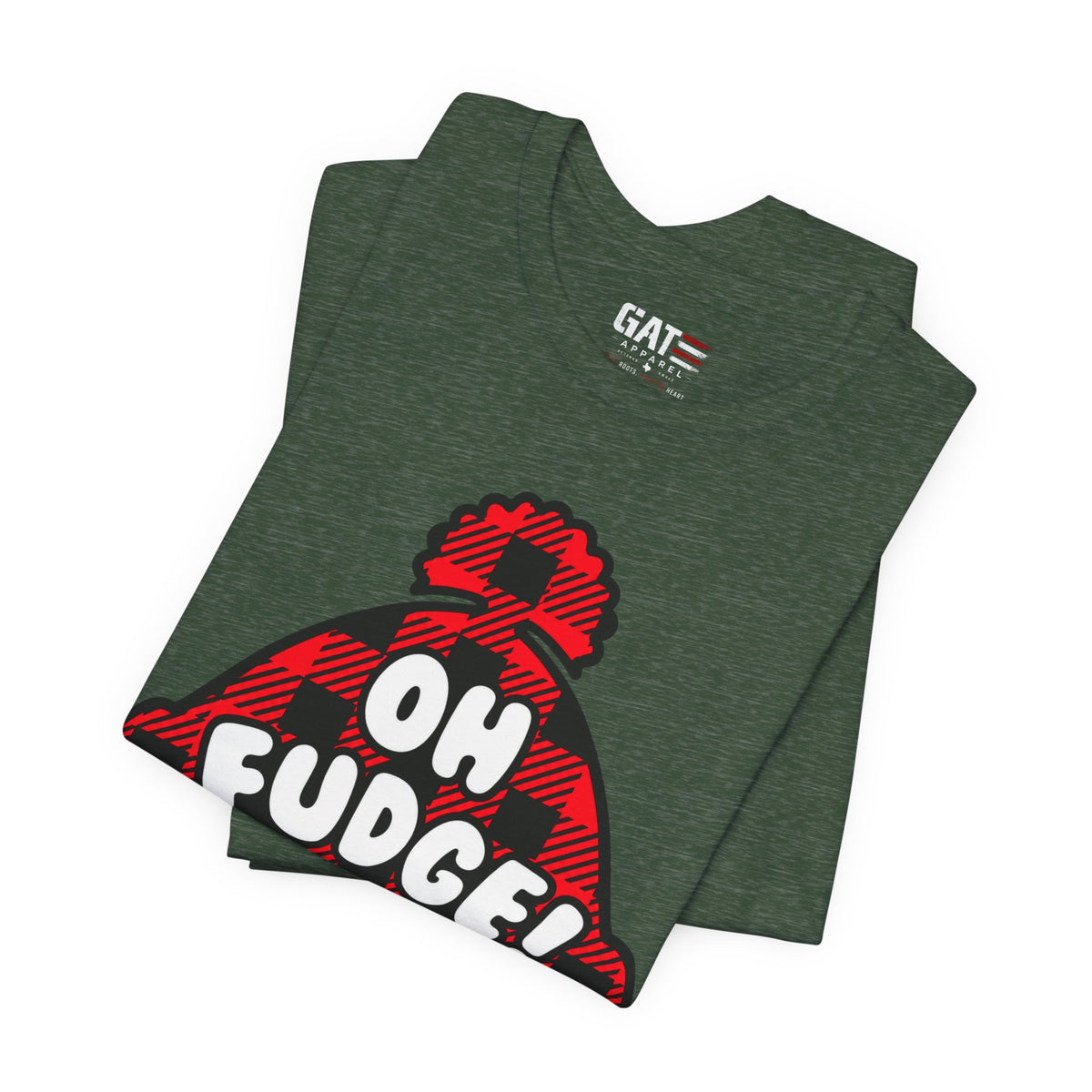 Oh Fudge! Plaid Beanie Graphic Tee — Funny Holiday Winter Shirt