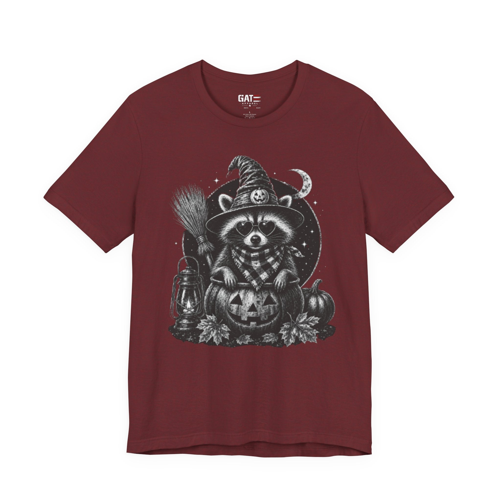 Halloween Raccoon Witch T‑Shirt — Cute Spooky Pumpkin Tee
