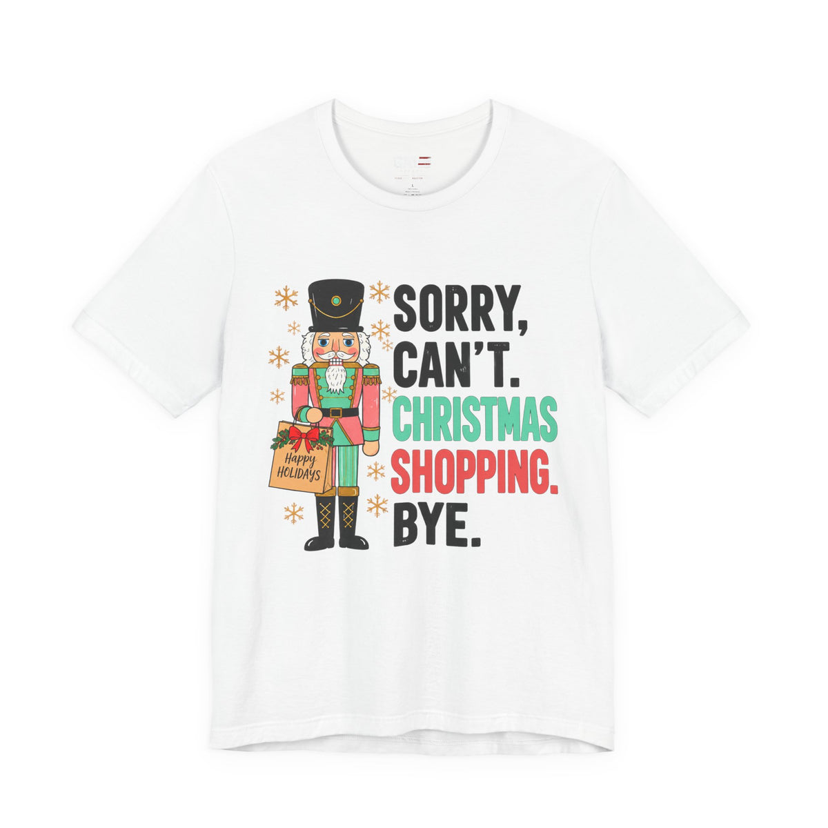 Christmas shopping nutcracker graphic T-shirt with humorous holiday design - product image 3
