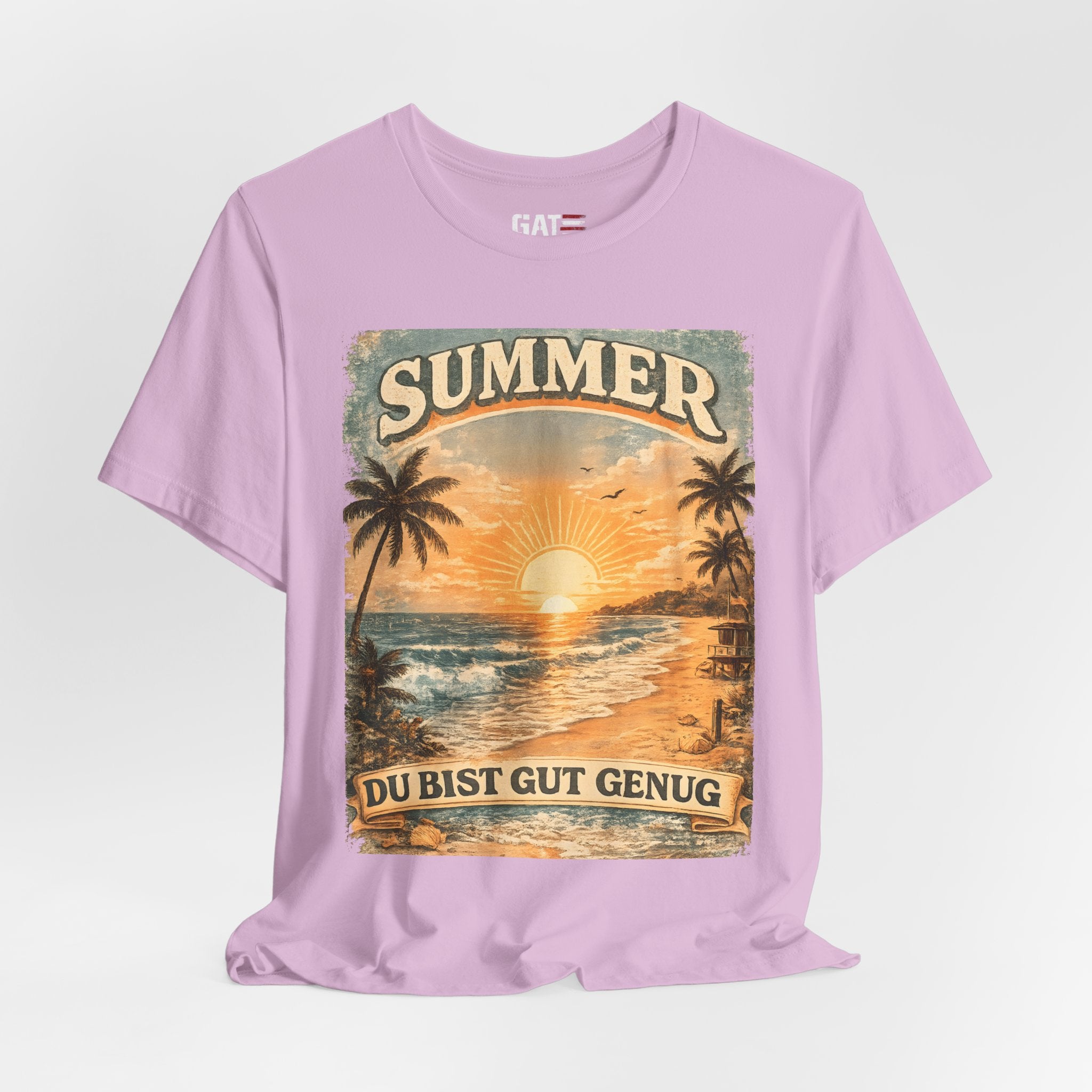 Du Bist Gut Genug Shirt, You Are Enough Tee, Summer Beach Sunset Graphic Shirt, German Quote Retro Aesthetic Tee