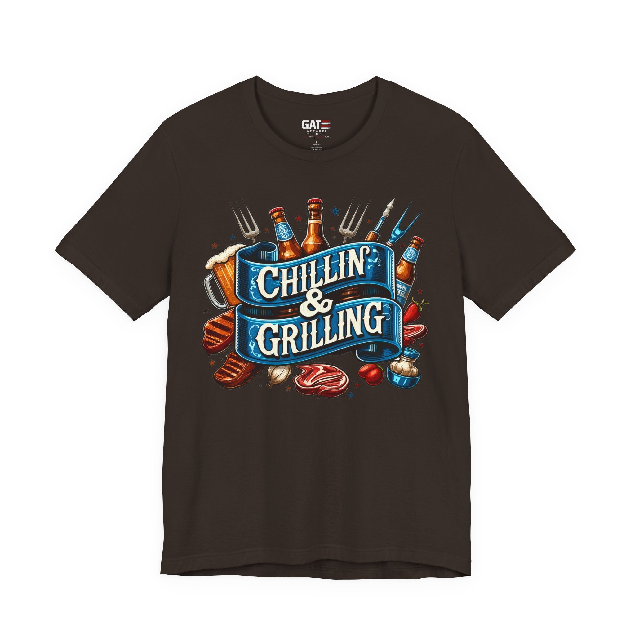 Chillin' & Grilling T-Shirt – BBQ Beer Grill Graphic Tee for Backyard Cookouts