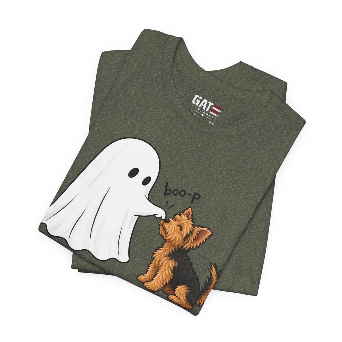 Halloween Ghost & Terrier— "boo-p" Cute Dog Halloween T-Shirt