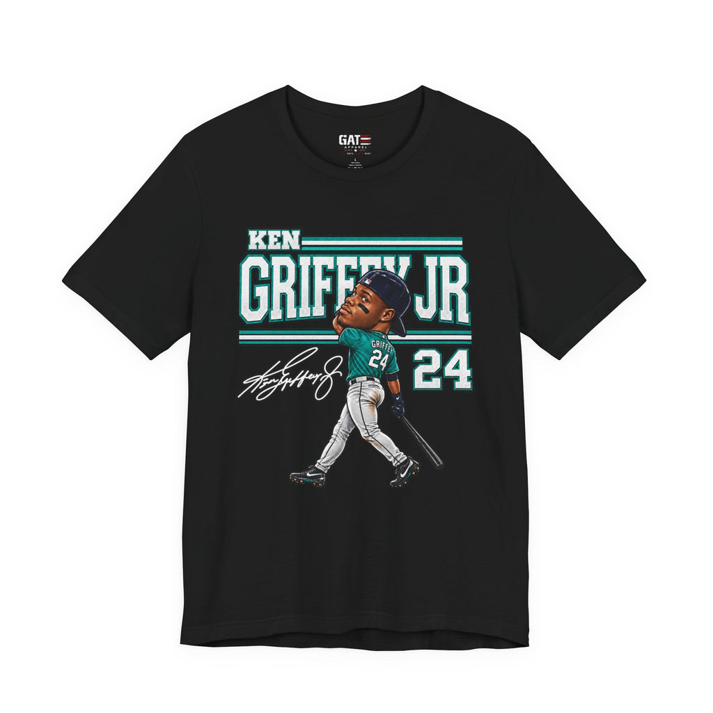 Ken Griffey Jr Big Head Shirt Seattle Mariners Baseball Graphic Tee #24
